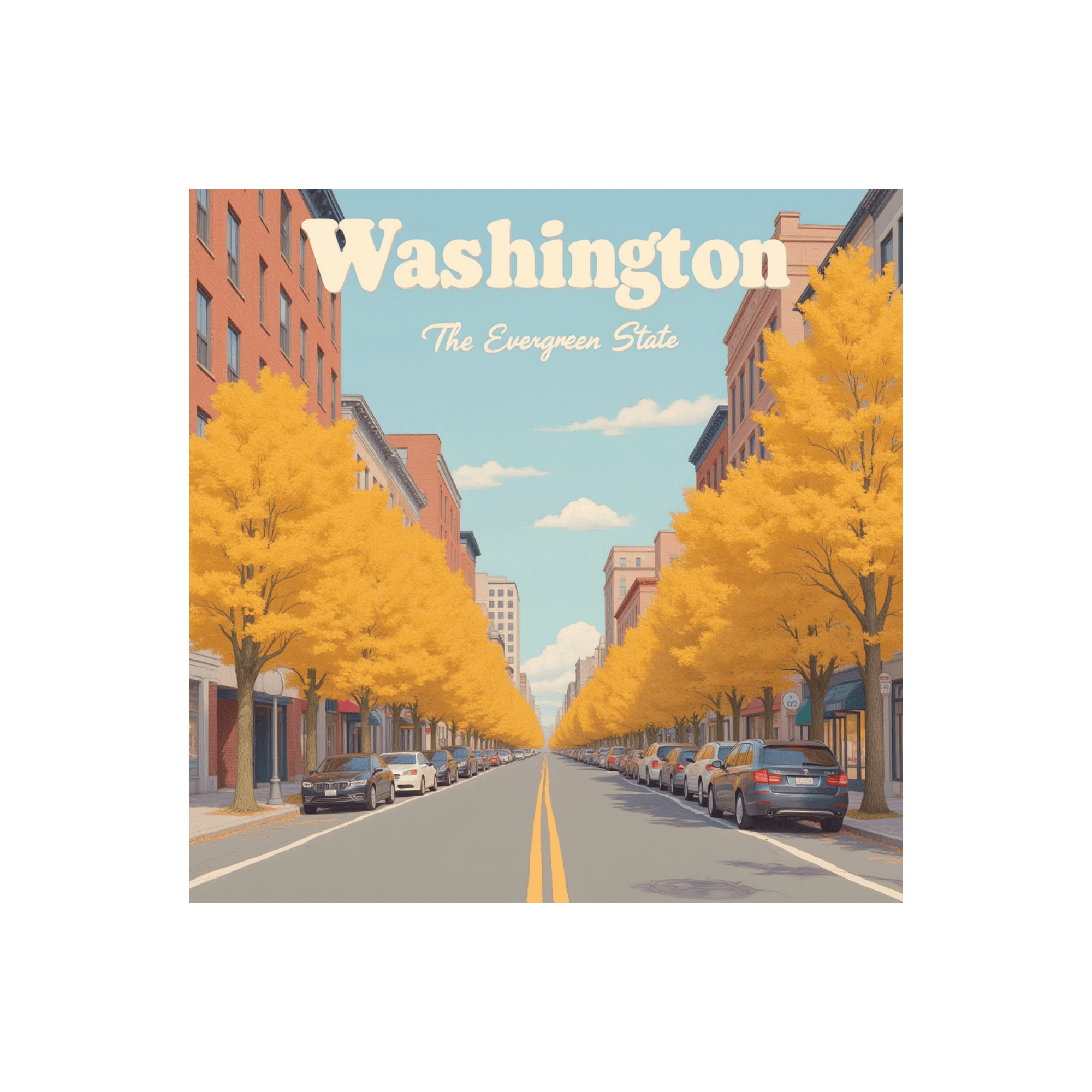 Washington Evergreen State City Street Sticker
