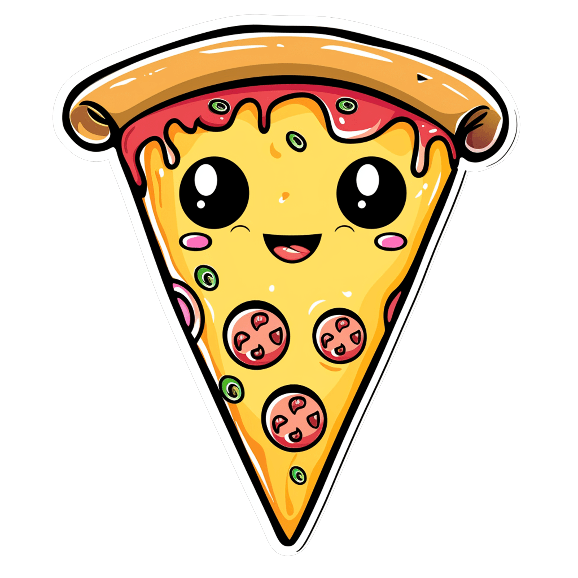 Happy Pepperoni Pizza Slice Sticker