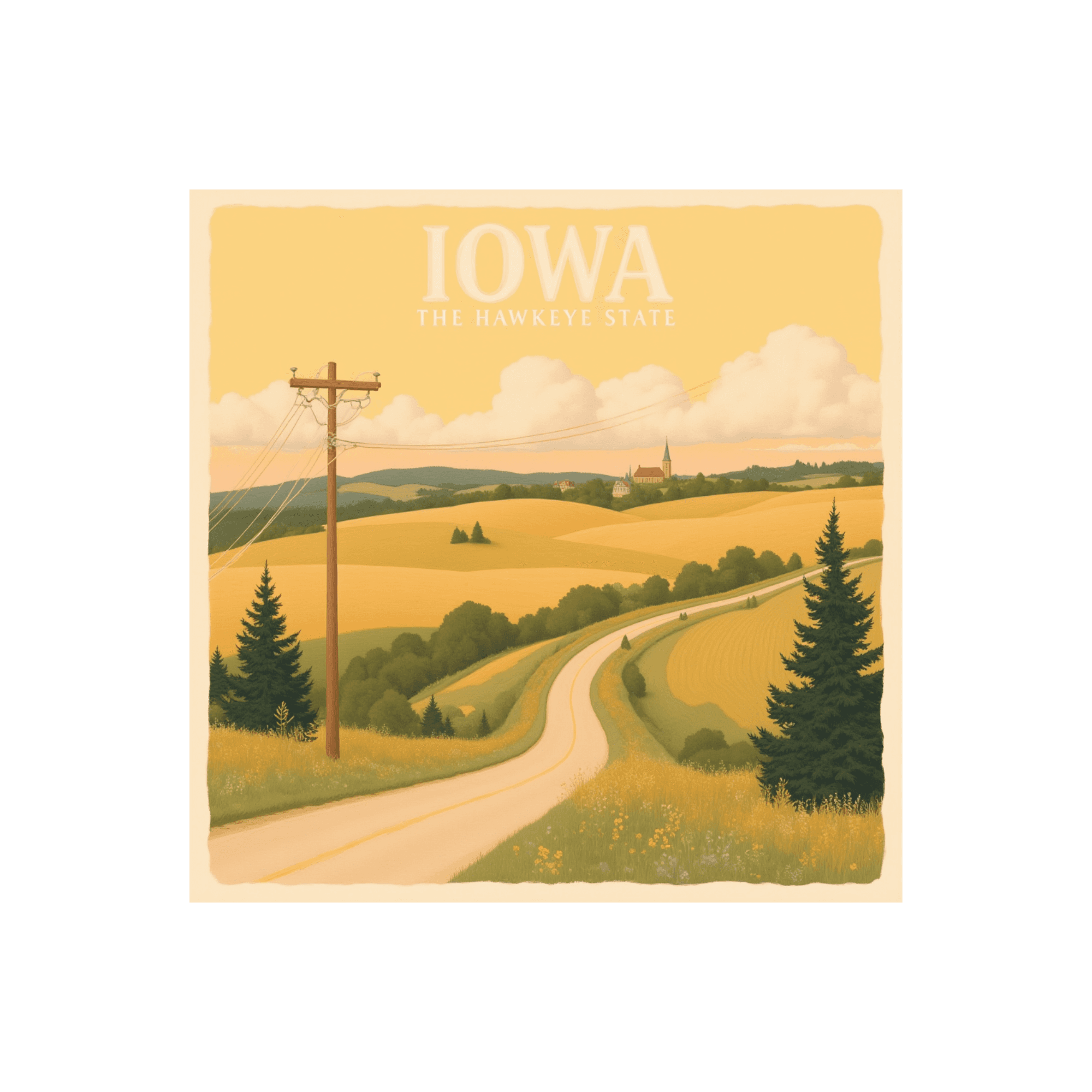 Iowa Hawkeye State Golden Country Road Sticker