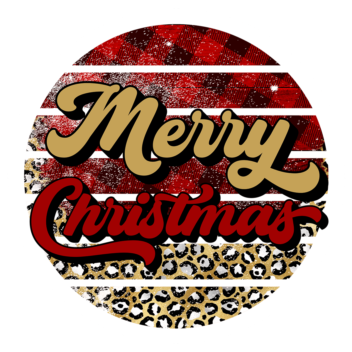 Buffalo Plaid & Leopard Merry Christmas Sticker