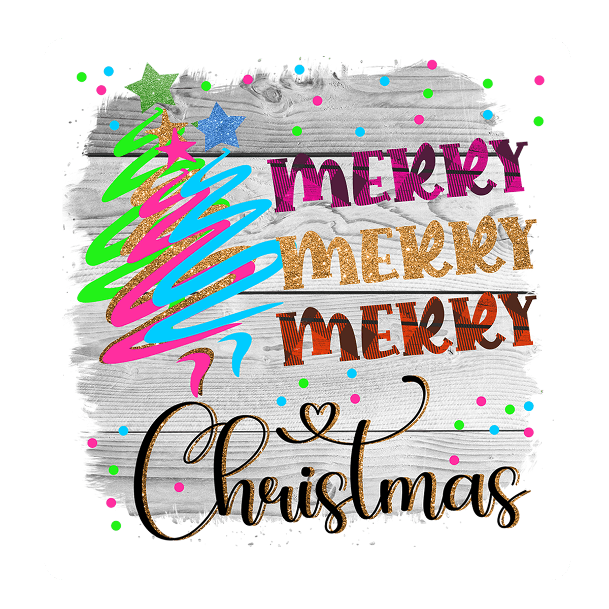 Merry Merry Merry Christmas Scribble Tree Sticker