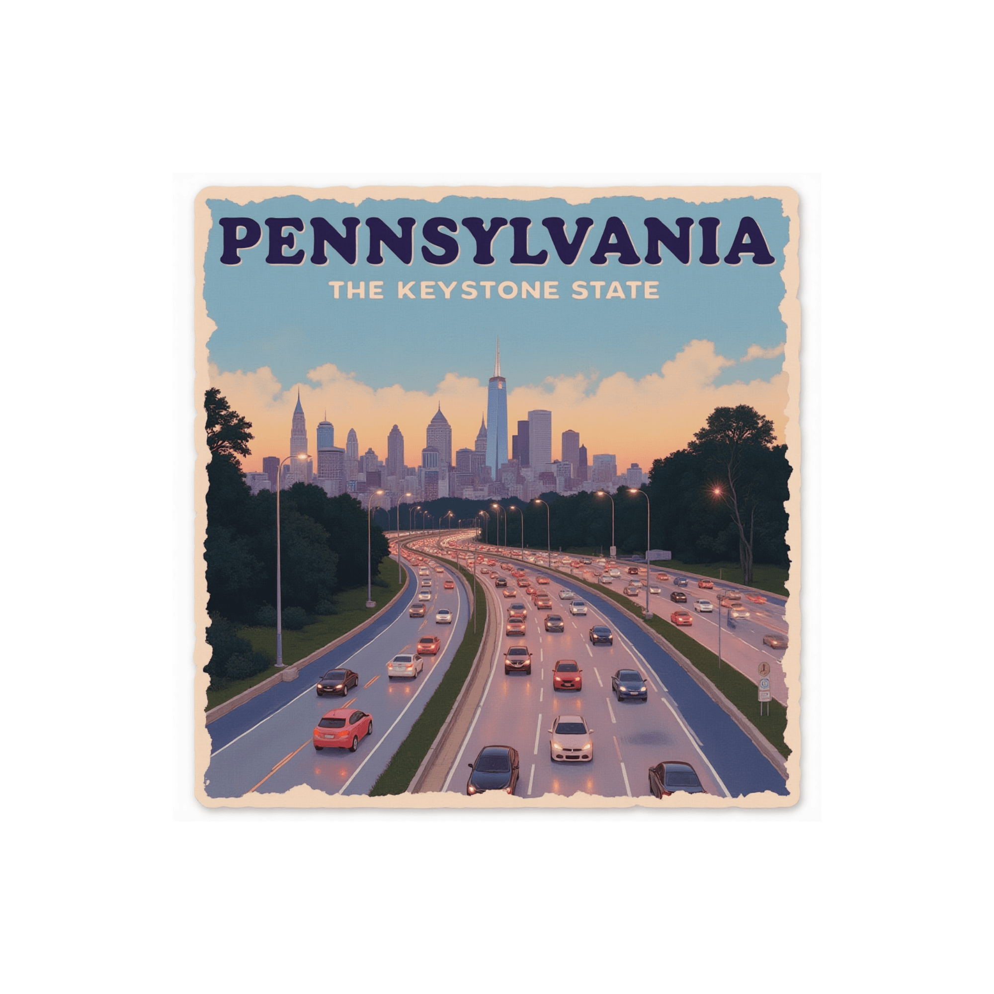 Pennsylvania Keystone State Skyline Sticker