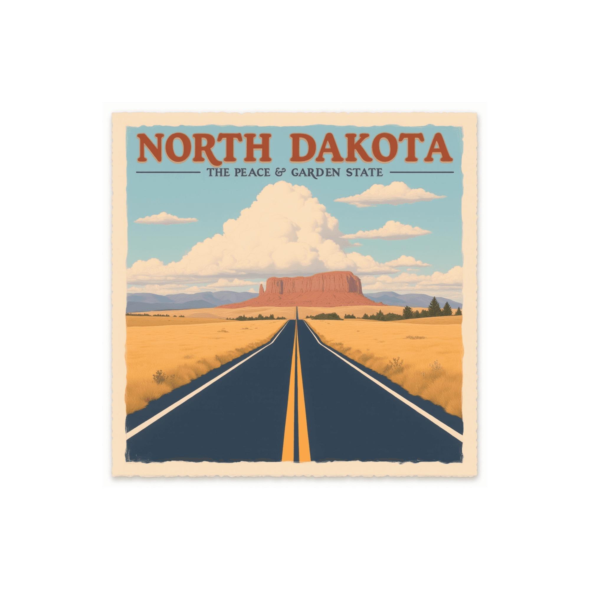 North Dakota Vintage Travel Postcard Sticker