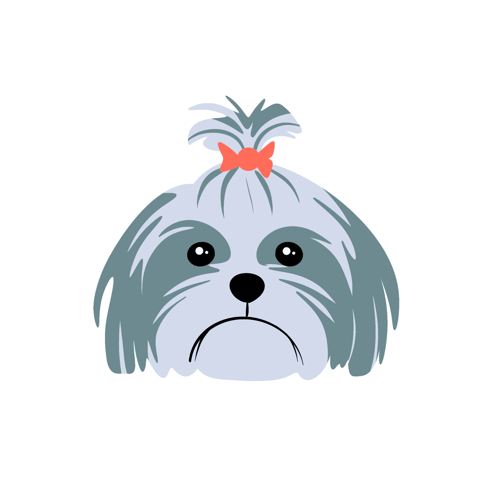 Shaggy Shih Tzu with Red Bow Sticker