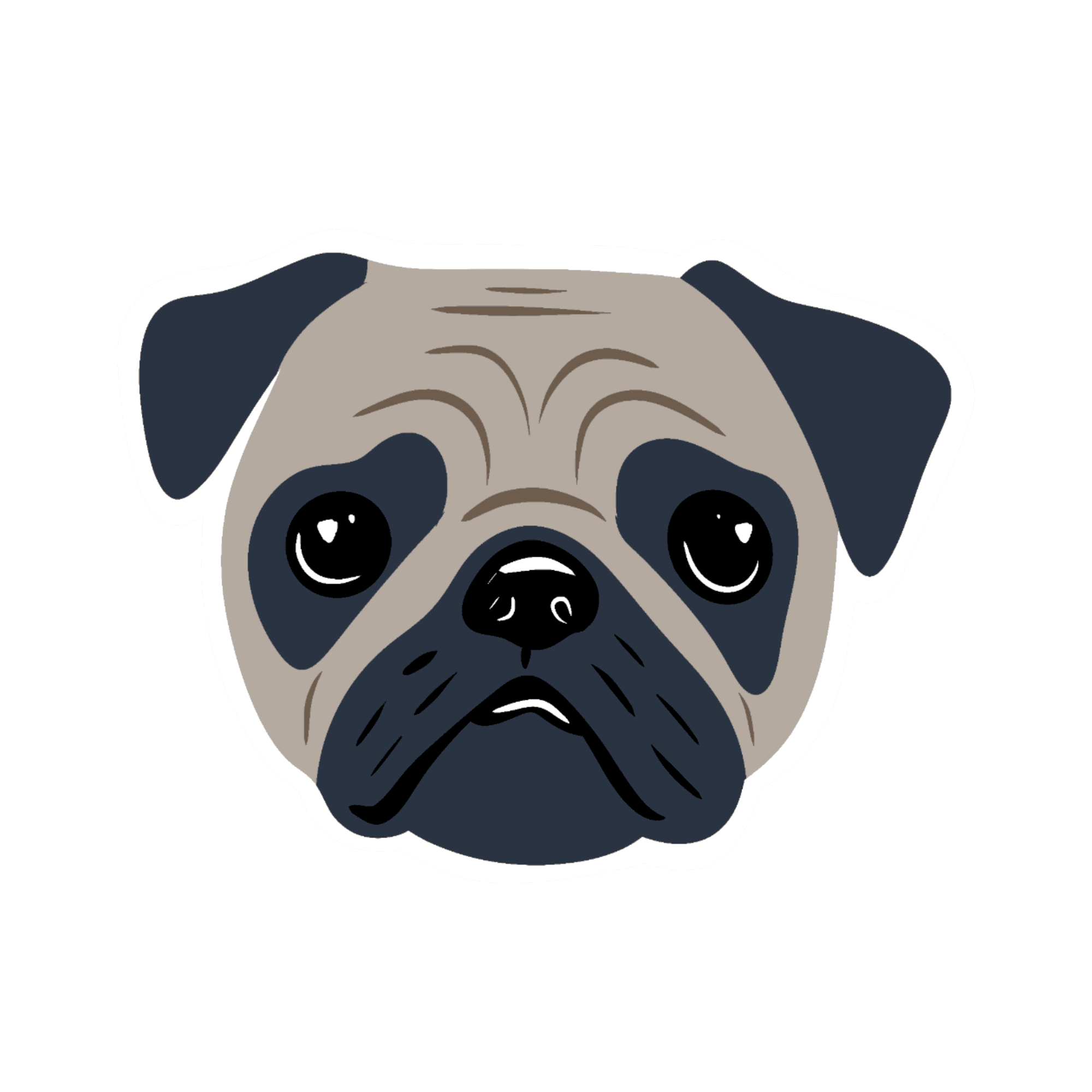 Wrinkly Pug Face Sticker
