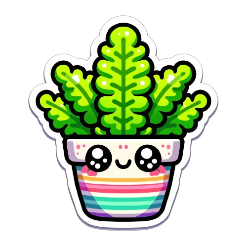 Kawaii Fern Plant Sticker with Rainbow Pot