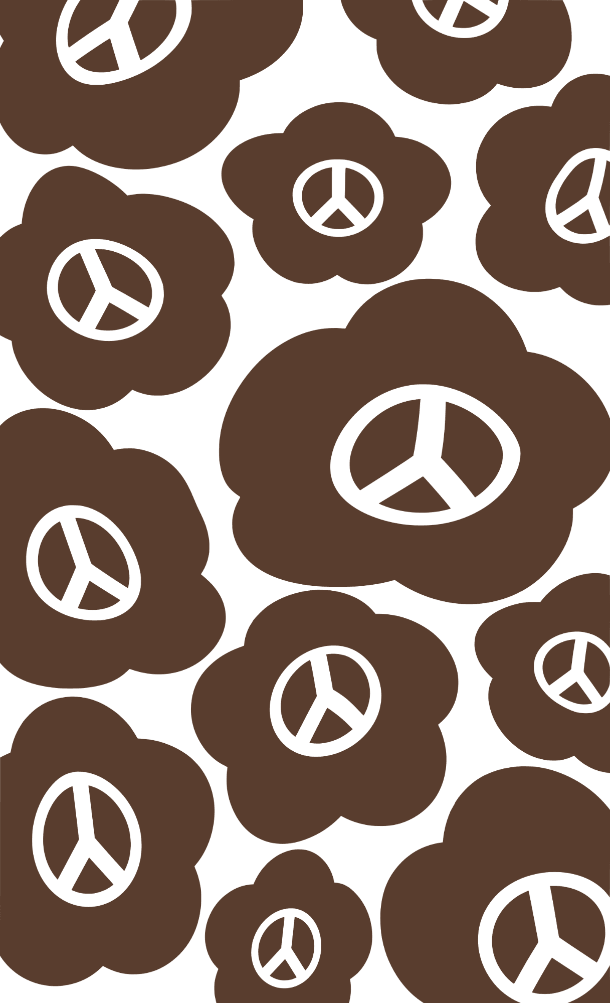 Retro Brown Peace Sign Flower Power Sticker