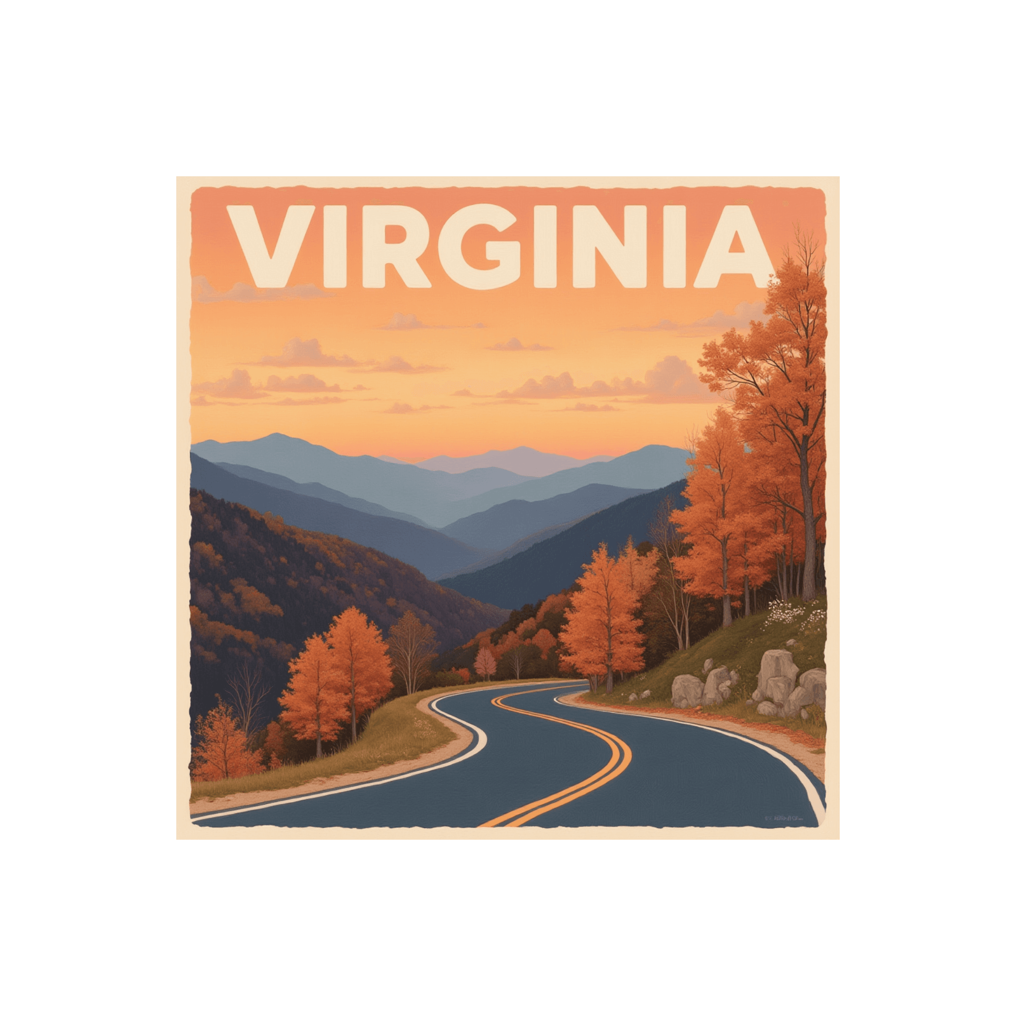 Virginia Blue Ridge Sunset Road Sticker
