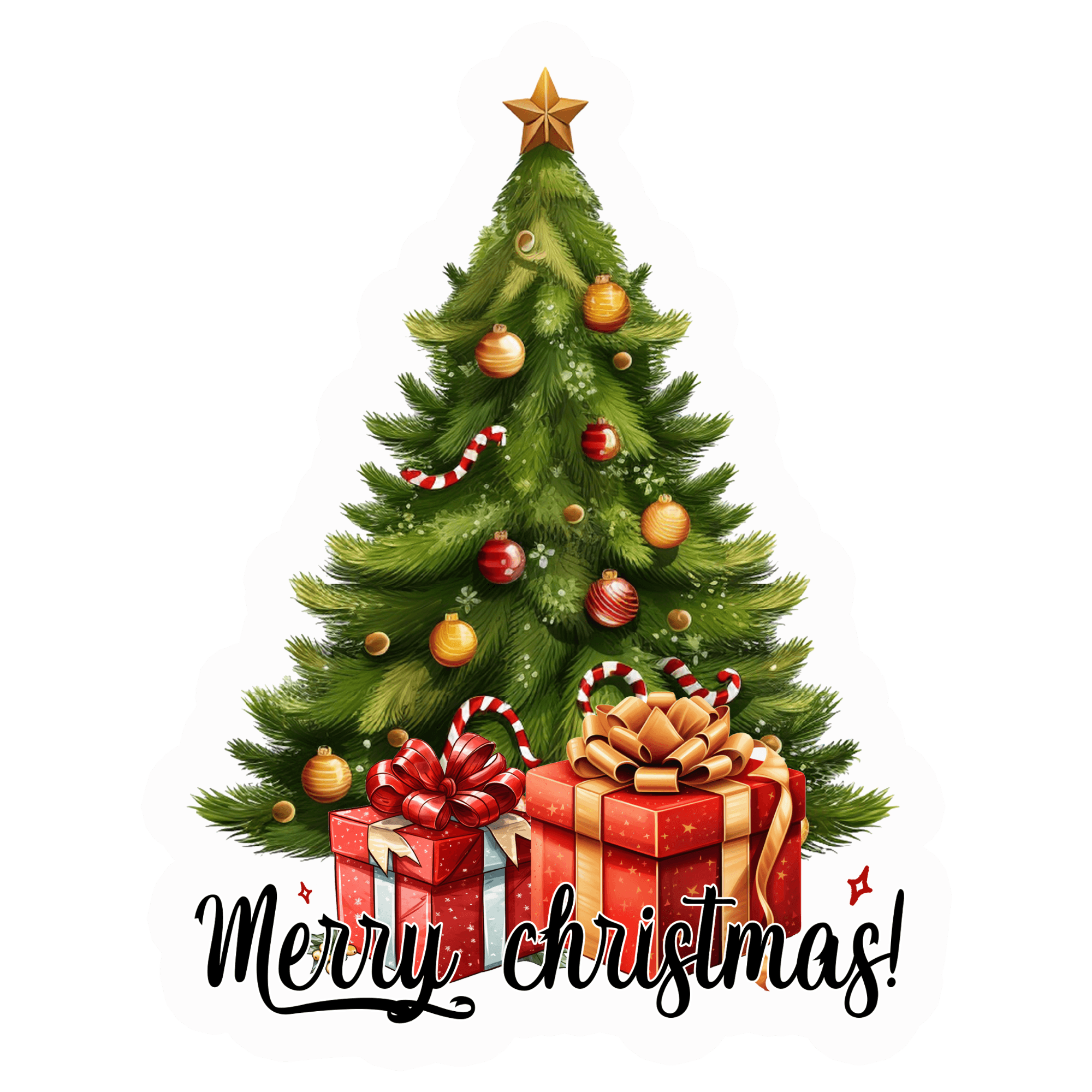 Merry Christmas Tree & Gifts Sticker