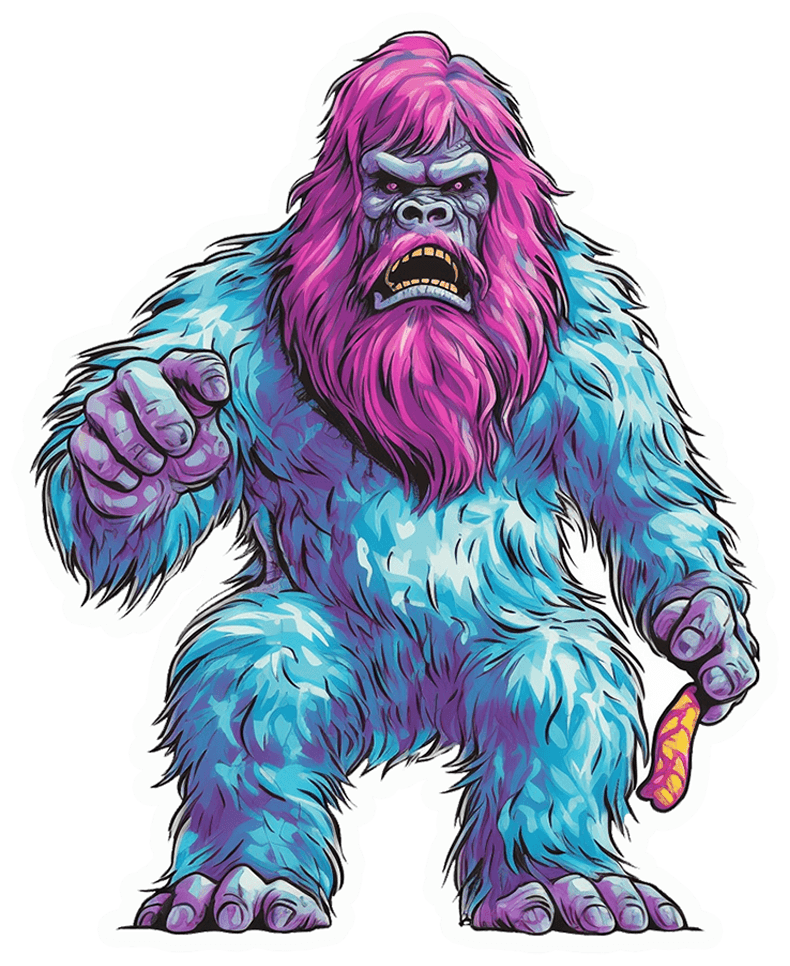 Neon Bigfoot Sasquatch Sticker