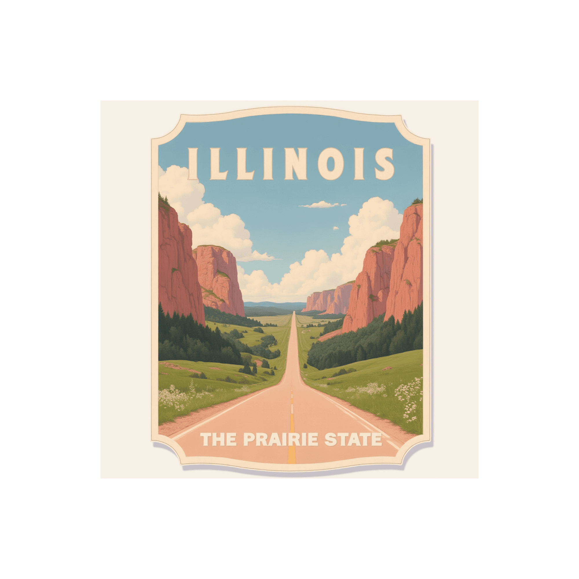 Illinois Prairie State Vintage Travel Sticker