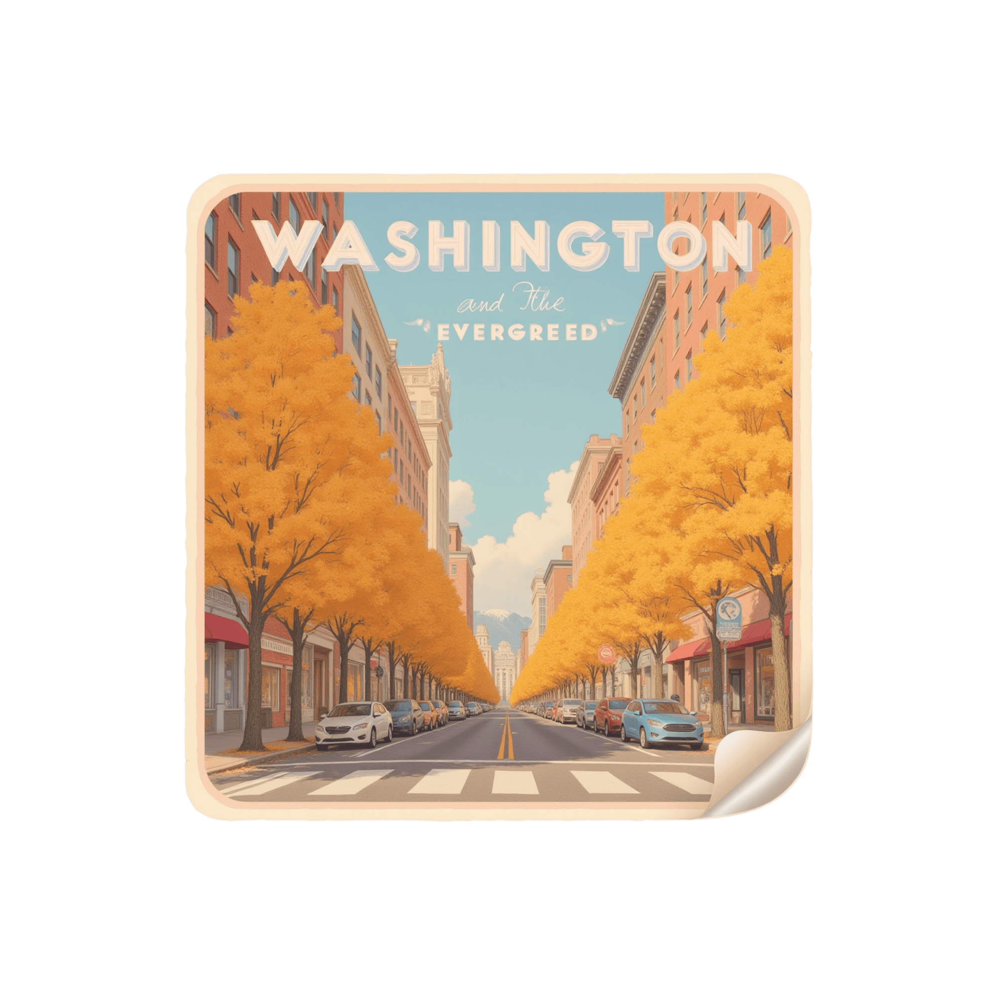 Washington Golden Avenue Vintage Travel Sticker