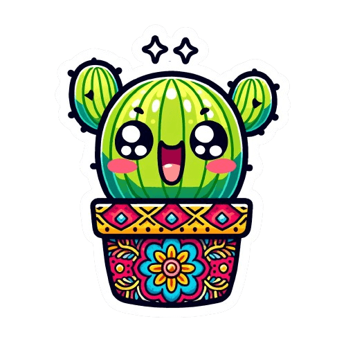 Happy Cactus in Talavera Pot Sticker
