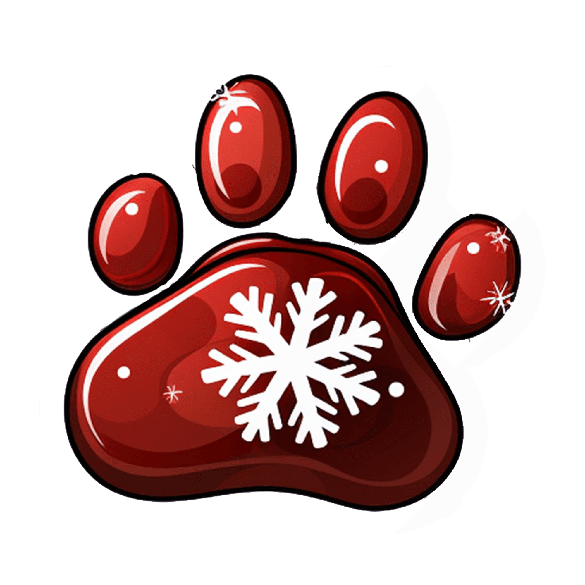 Glossy Red Winter Paw Print Sticker