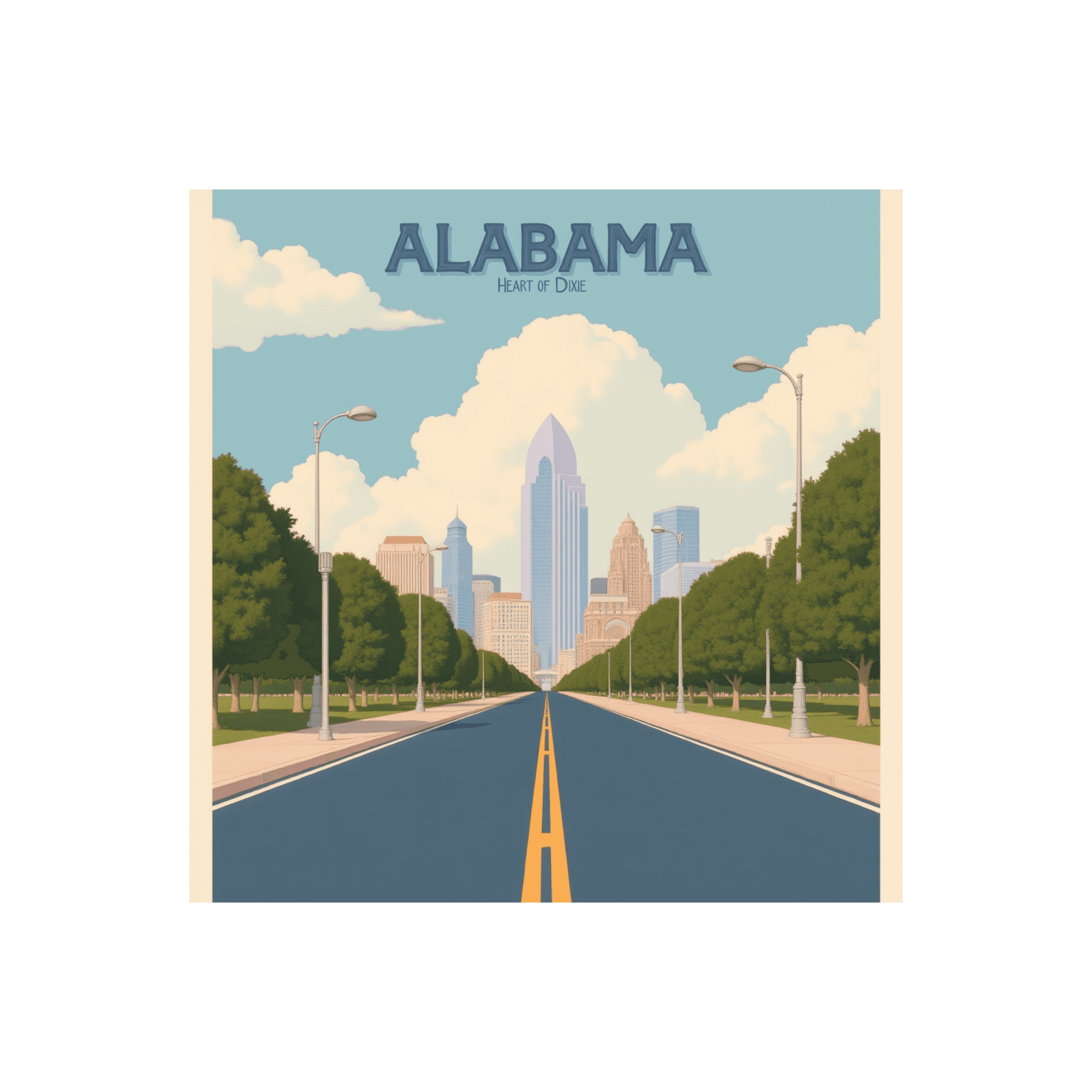 Alabama Heart of Dixie Vintage Skyline Sticker