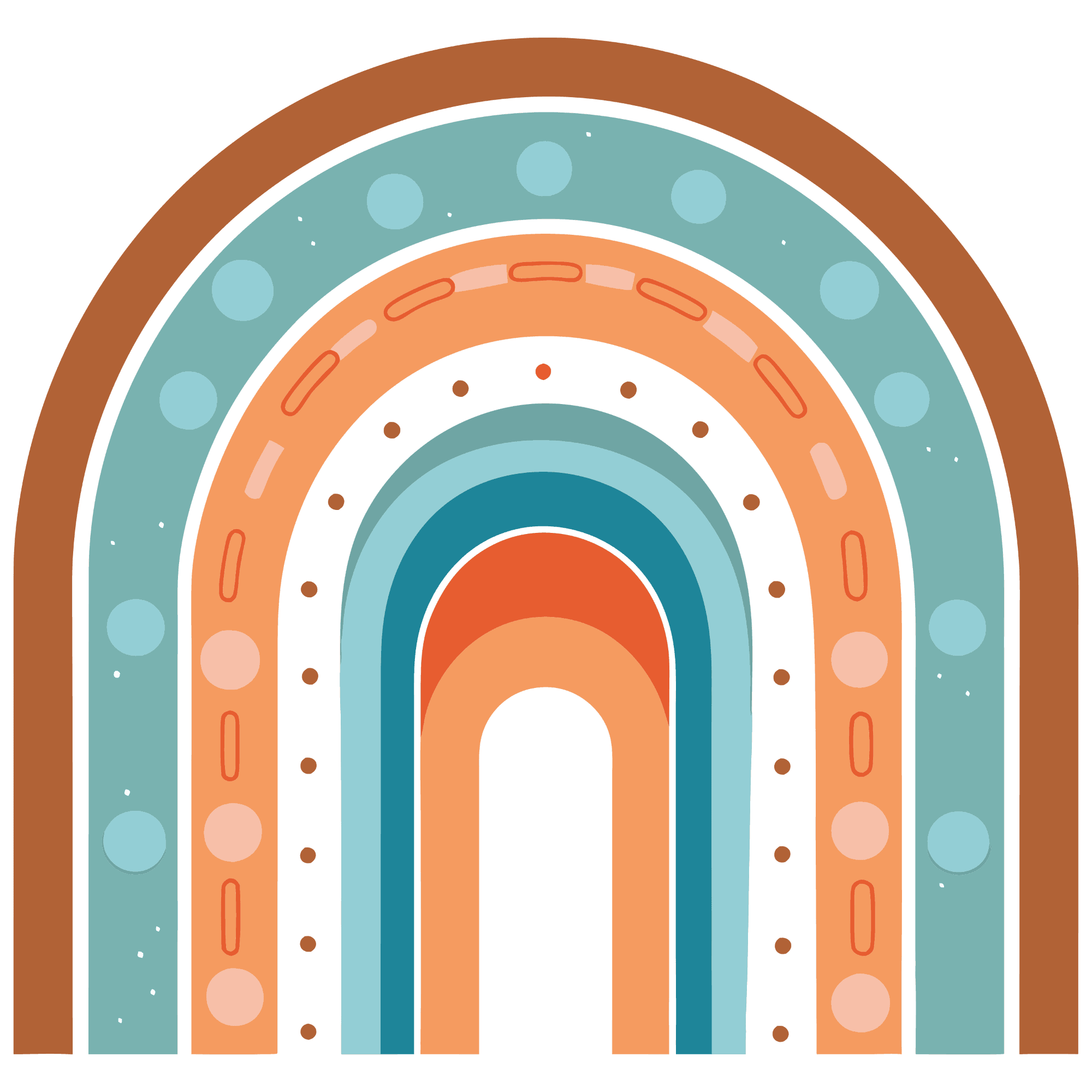 Boho Rainbow Sticker with Terracotta & Teal Stripes