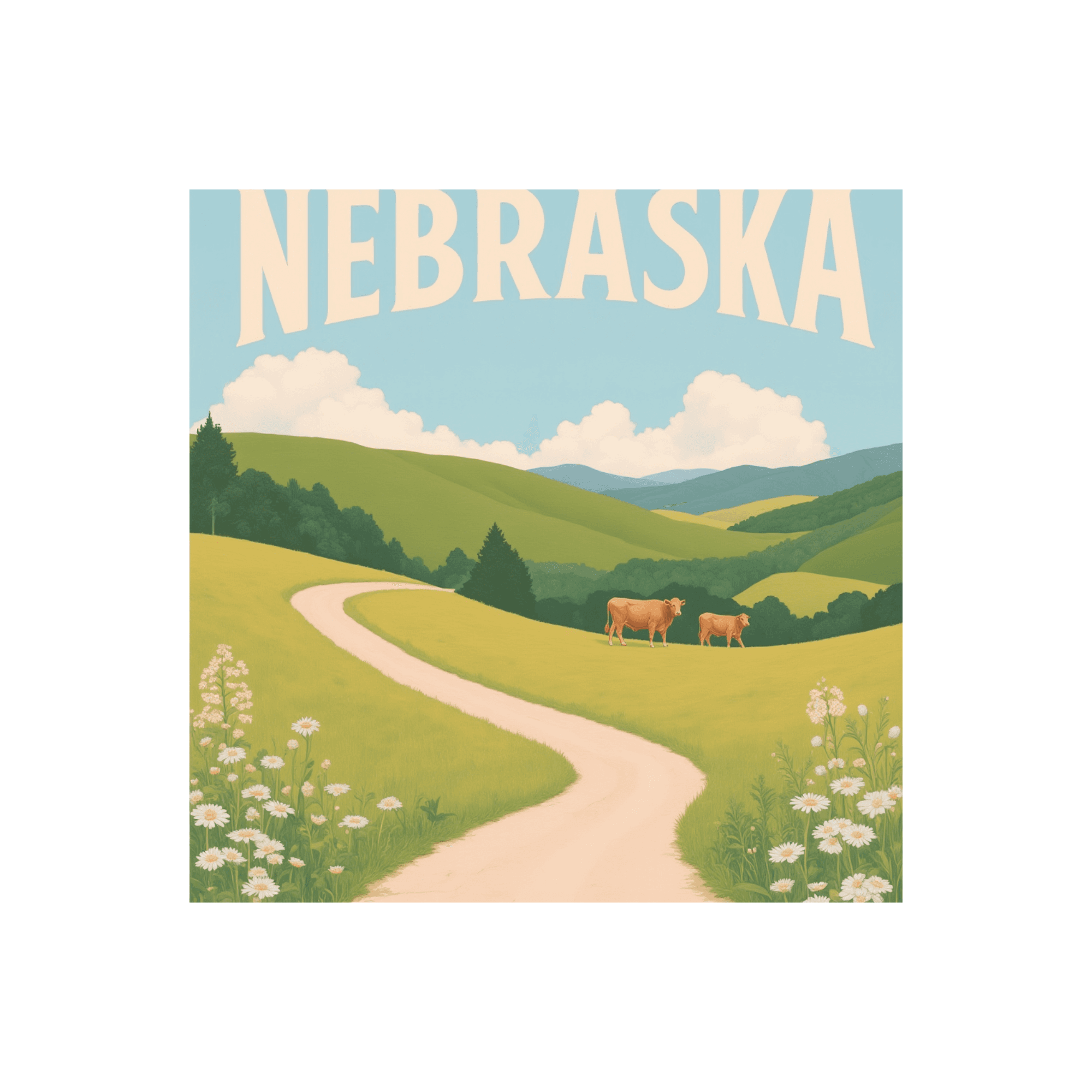 Nebraska Rolling Hills Vinyl Sticker