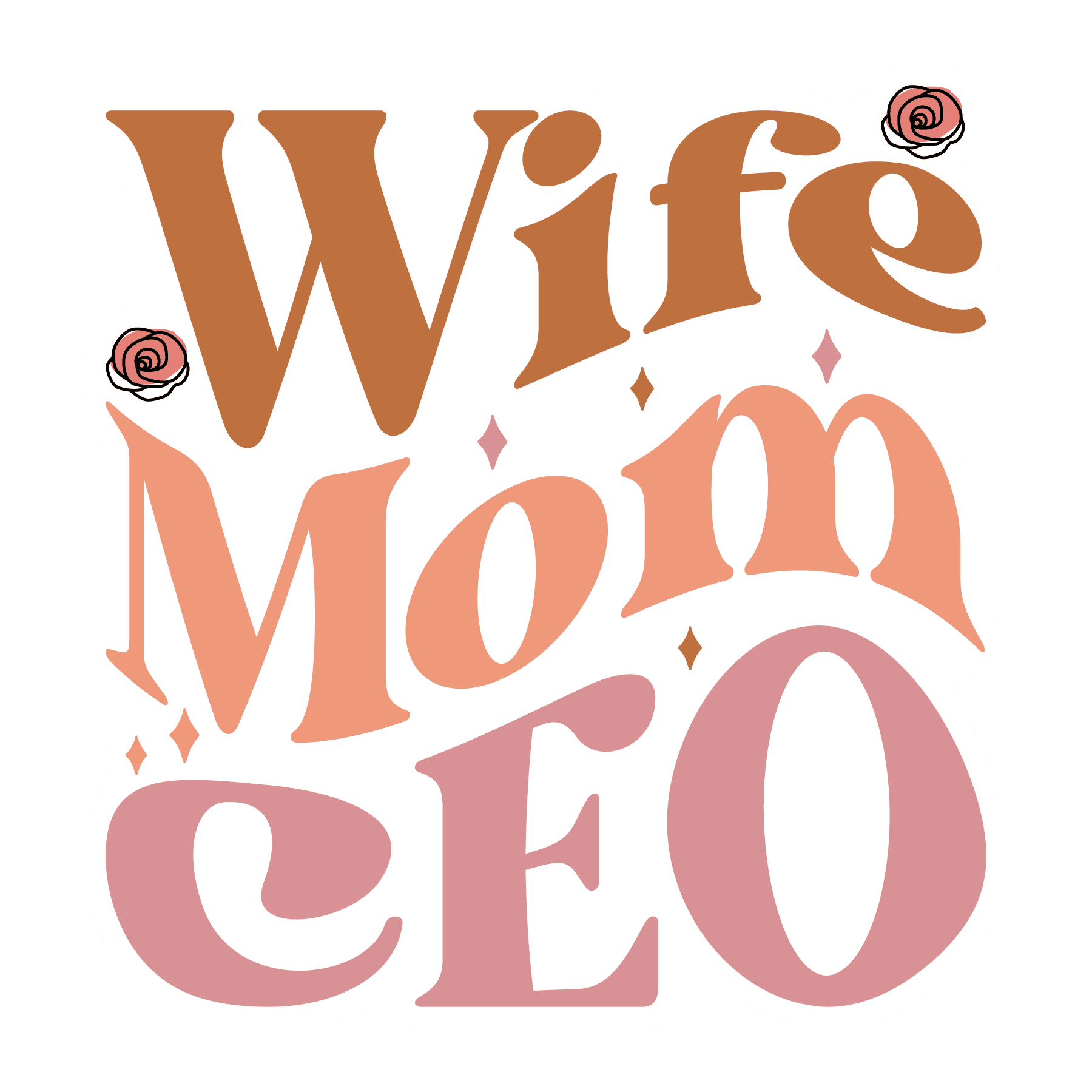 Wife Mom CEO Retro Typography Sticker