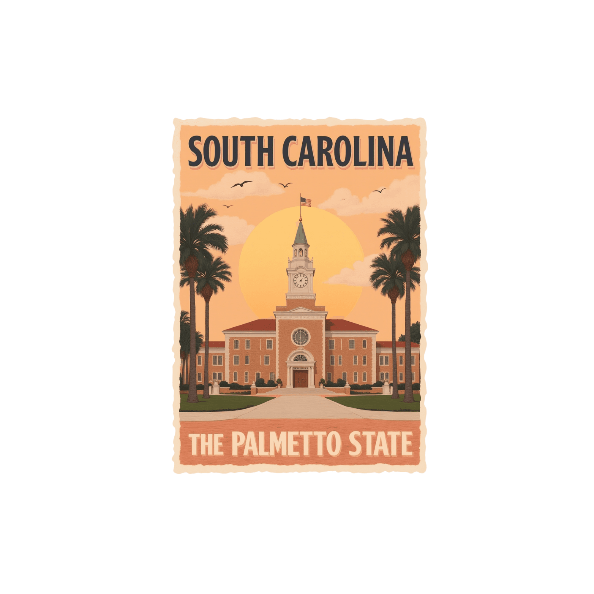 South Carolina Palmetto State Vintage Travel Sticker