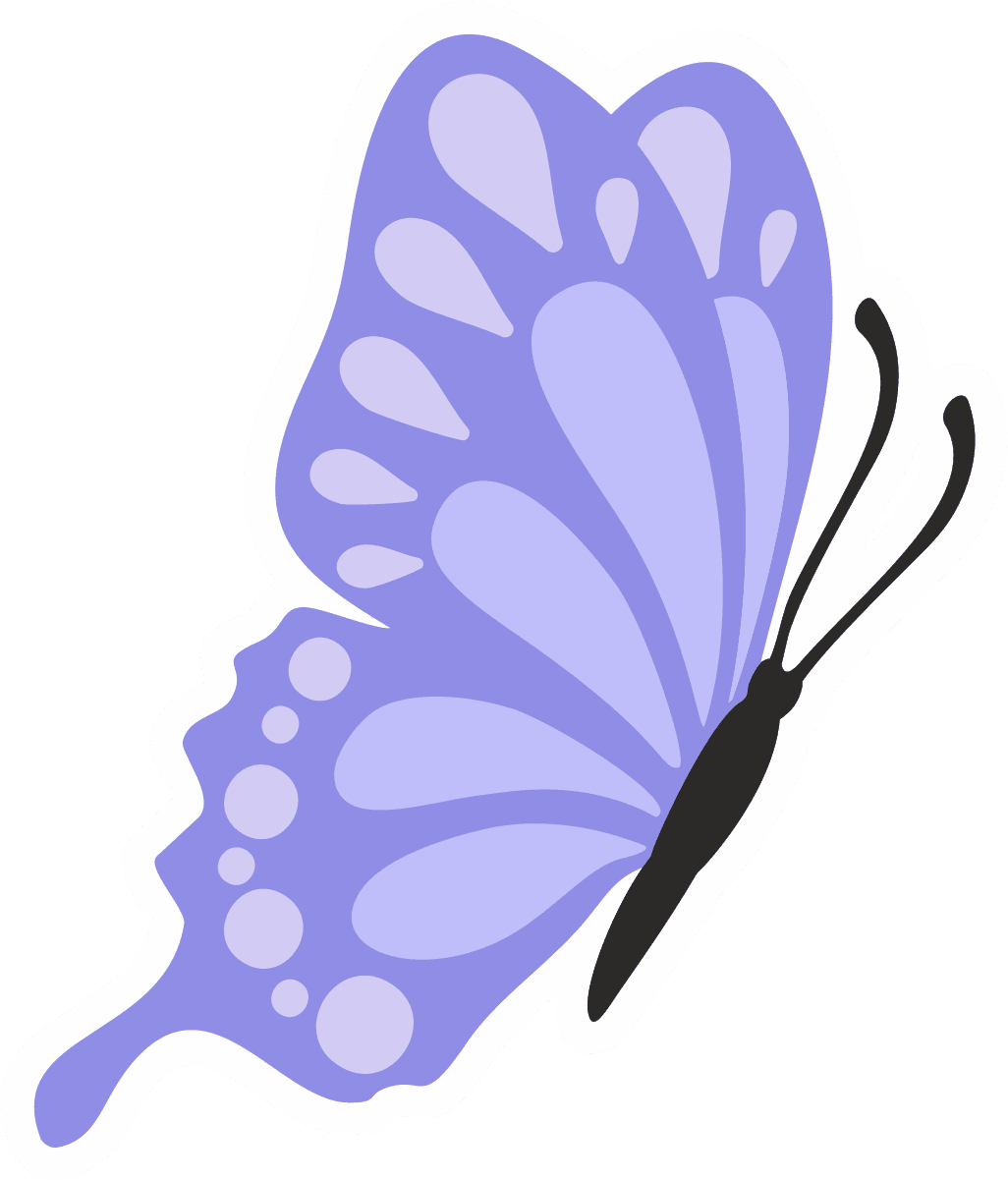 Purple Butterfly Half-Wing Sticker