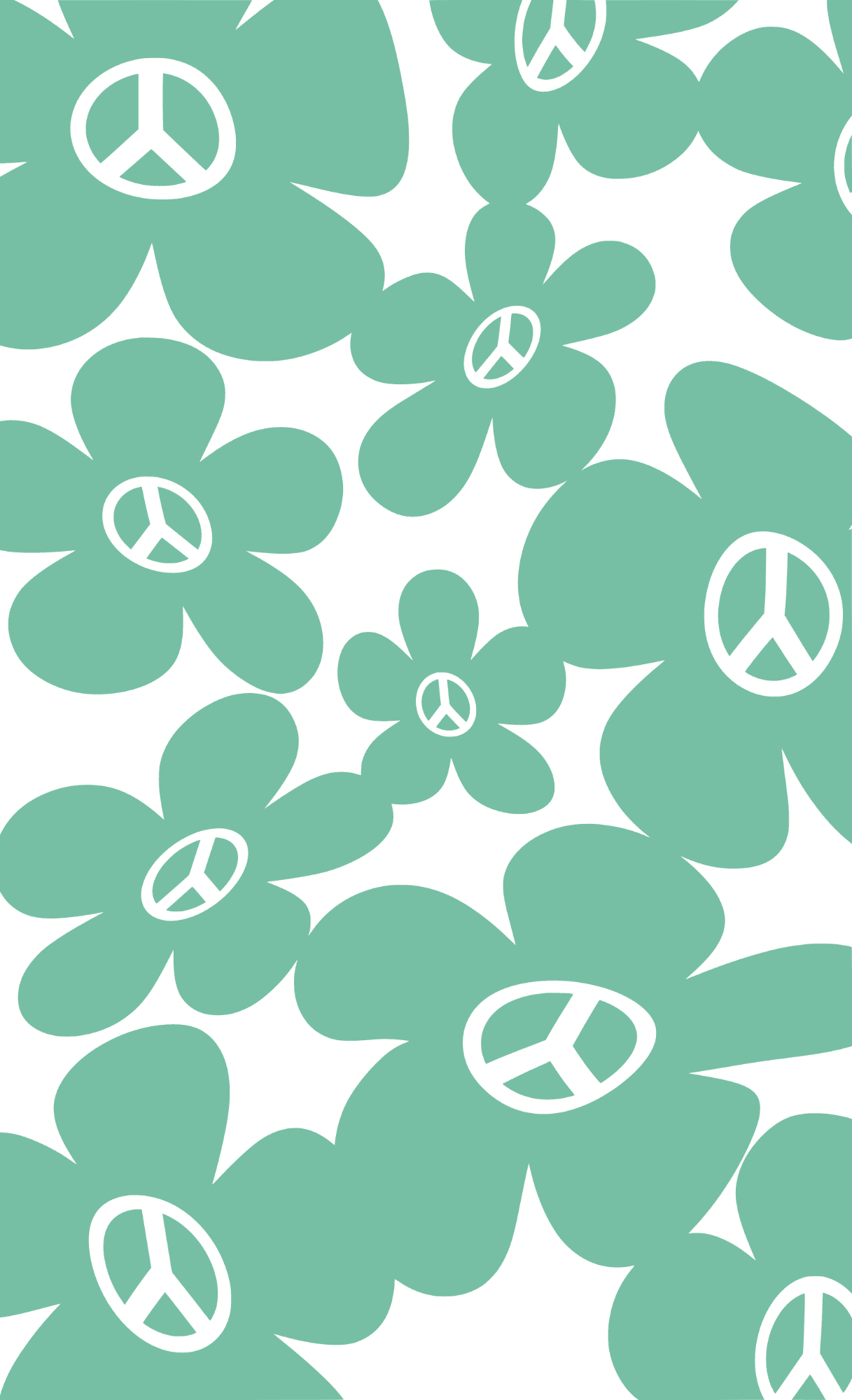Retro Mint Peace Sign Flower Power Sticker