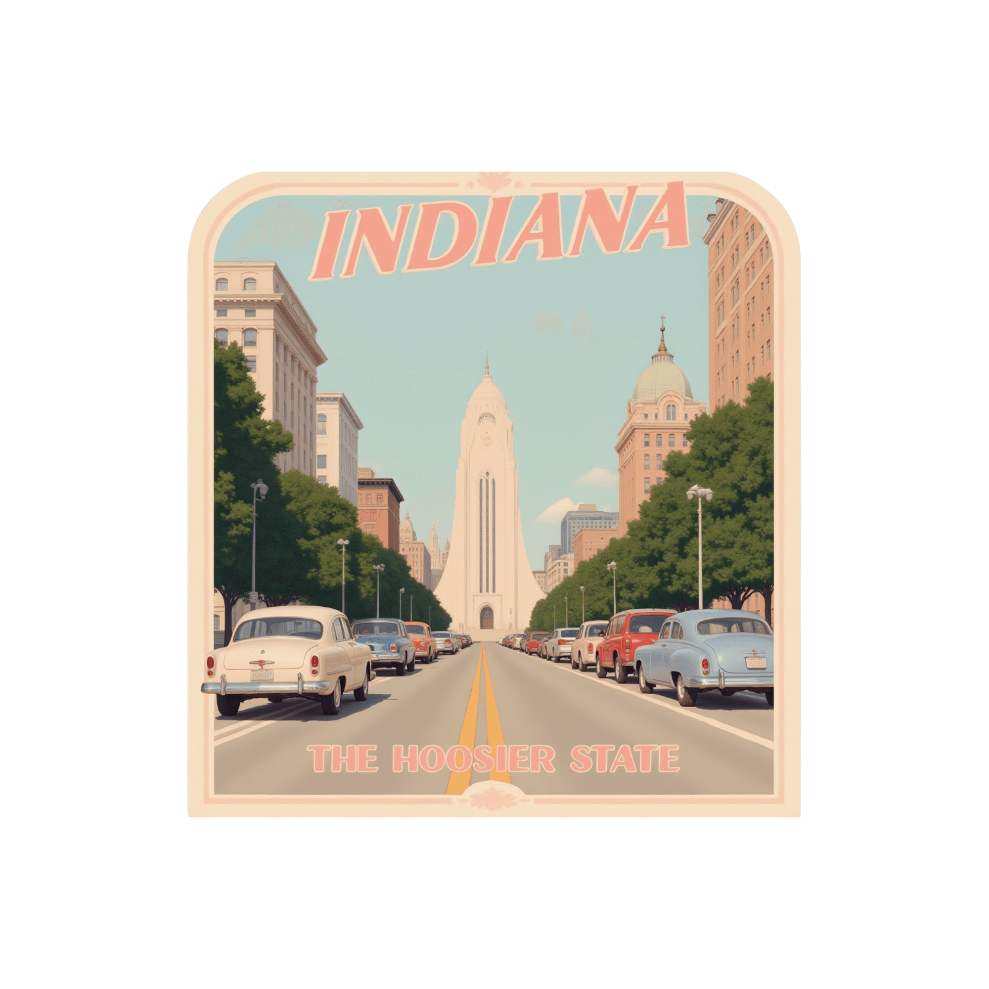 Indiana Hoosier State Vintage Travel Sticker