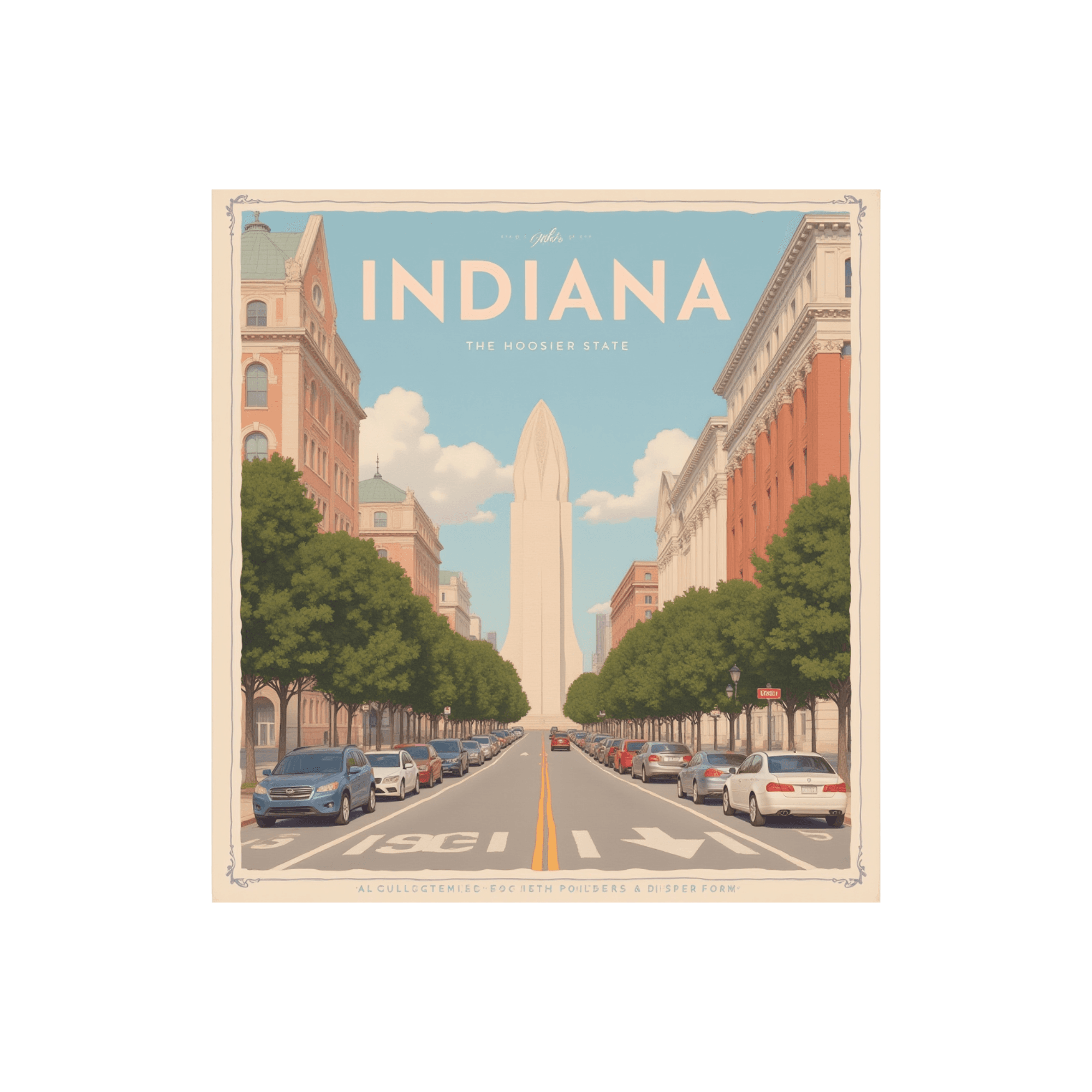 Indianapolis Monument Avenue Retro Postcard Sticker