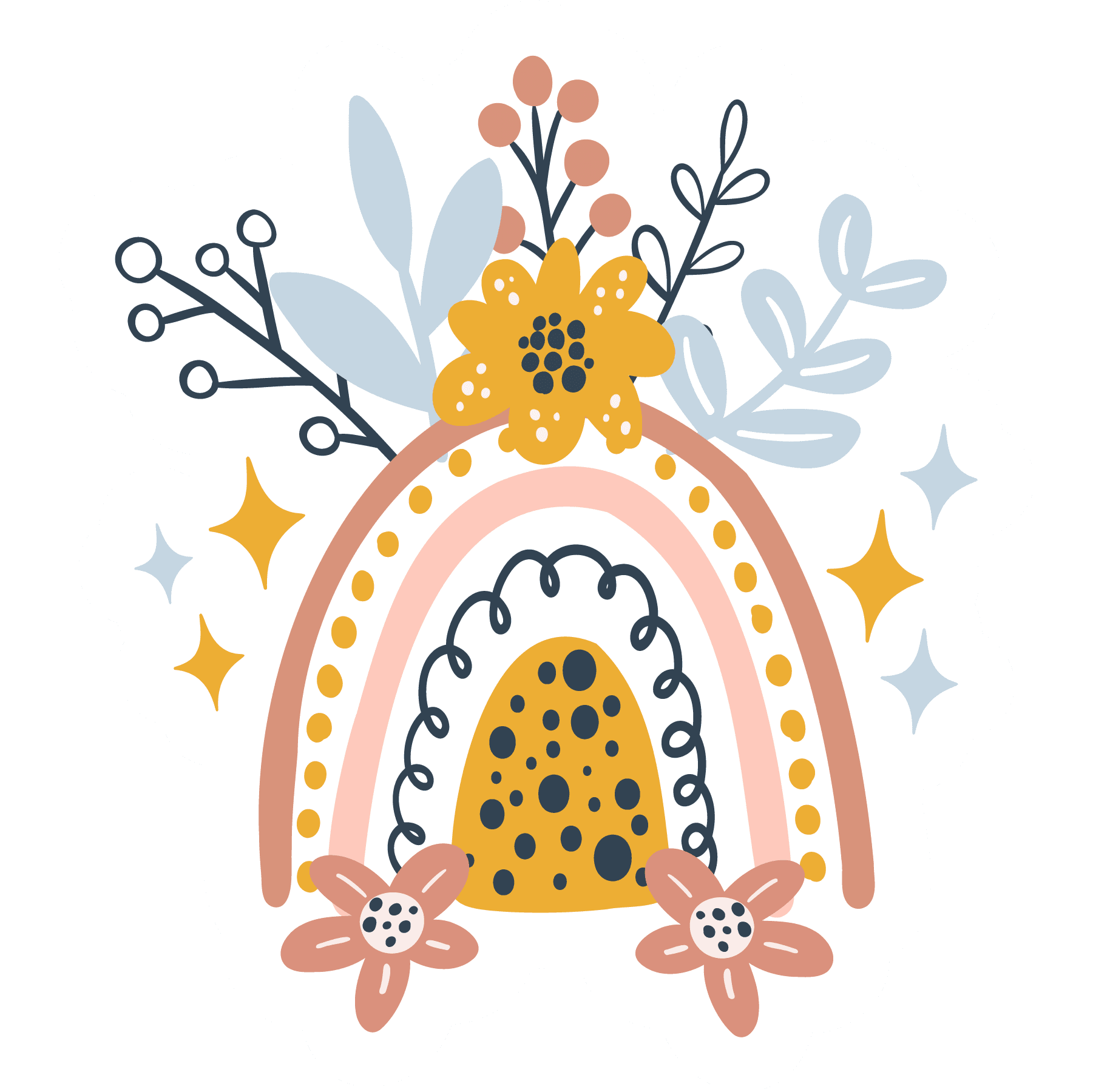 Boho Floral Rainbow Vinyl Sticker