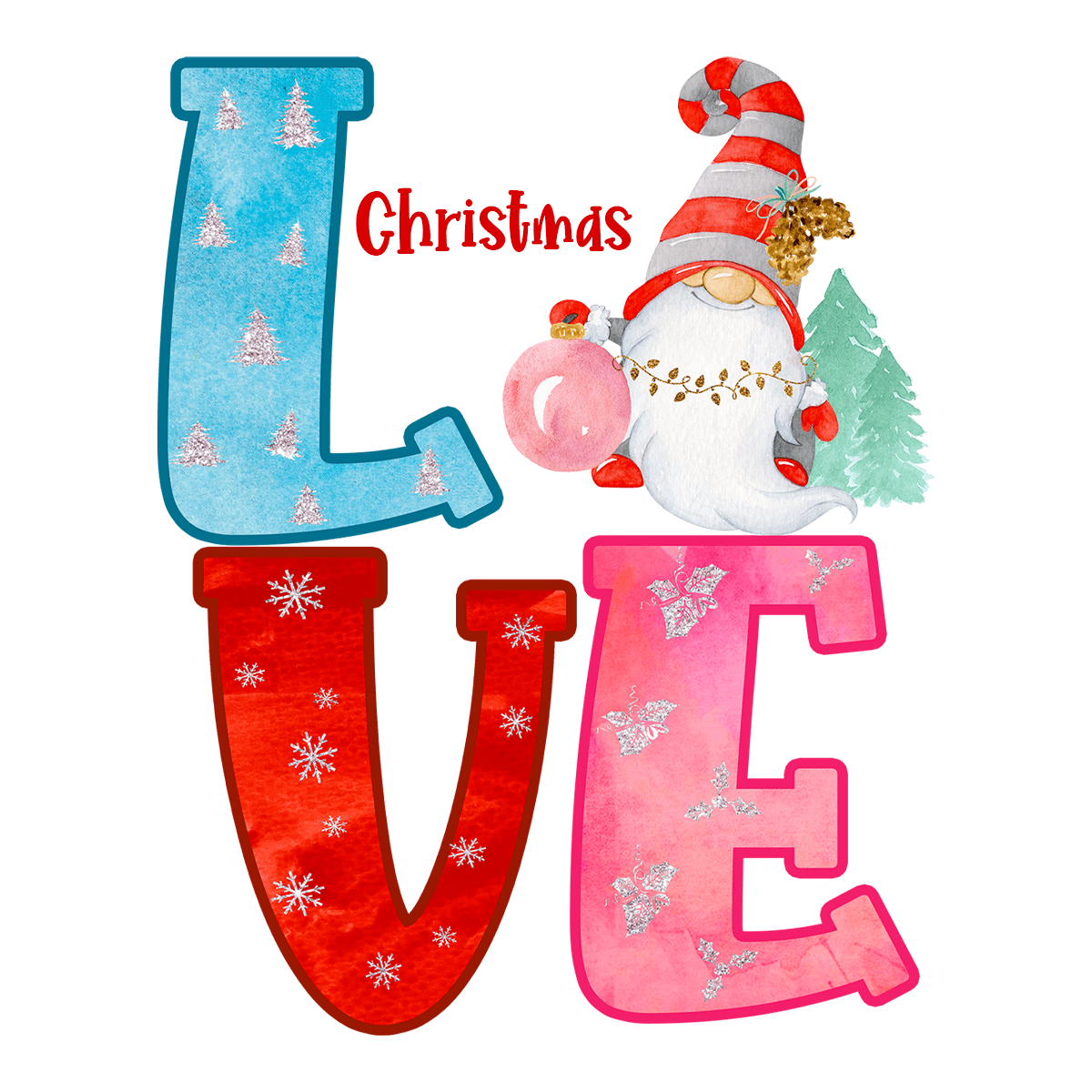 LOVE Christmas Gnome Sticker