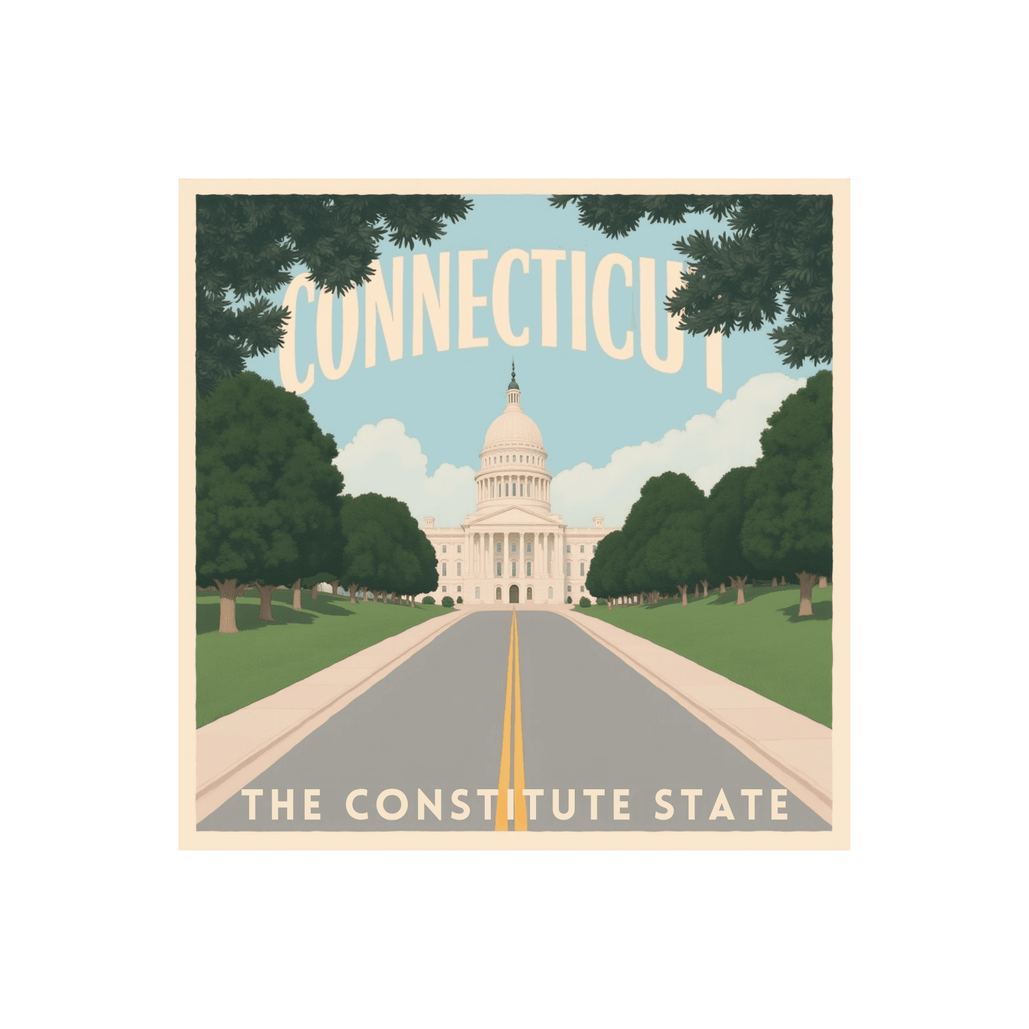 Connecticut State Capitol Vintage Travel Sticker