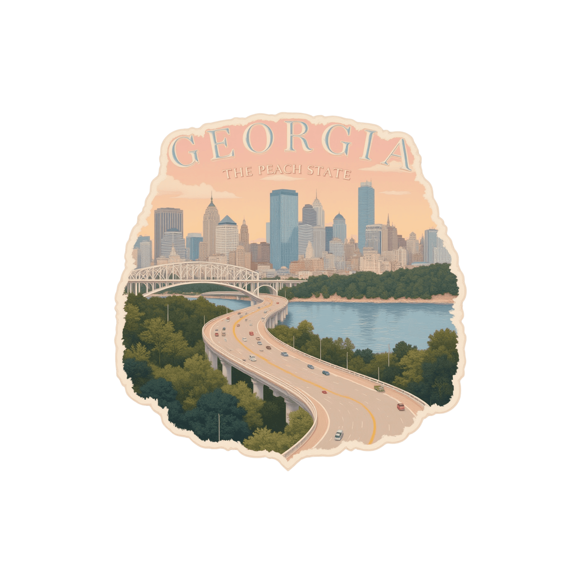 Georgia Peach State Skyline Sticker