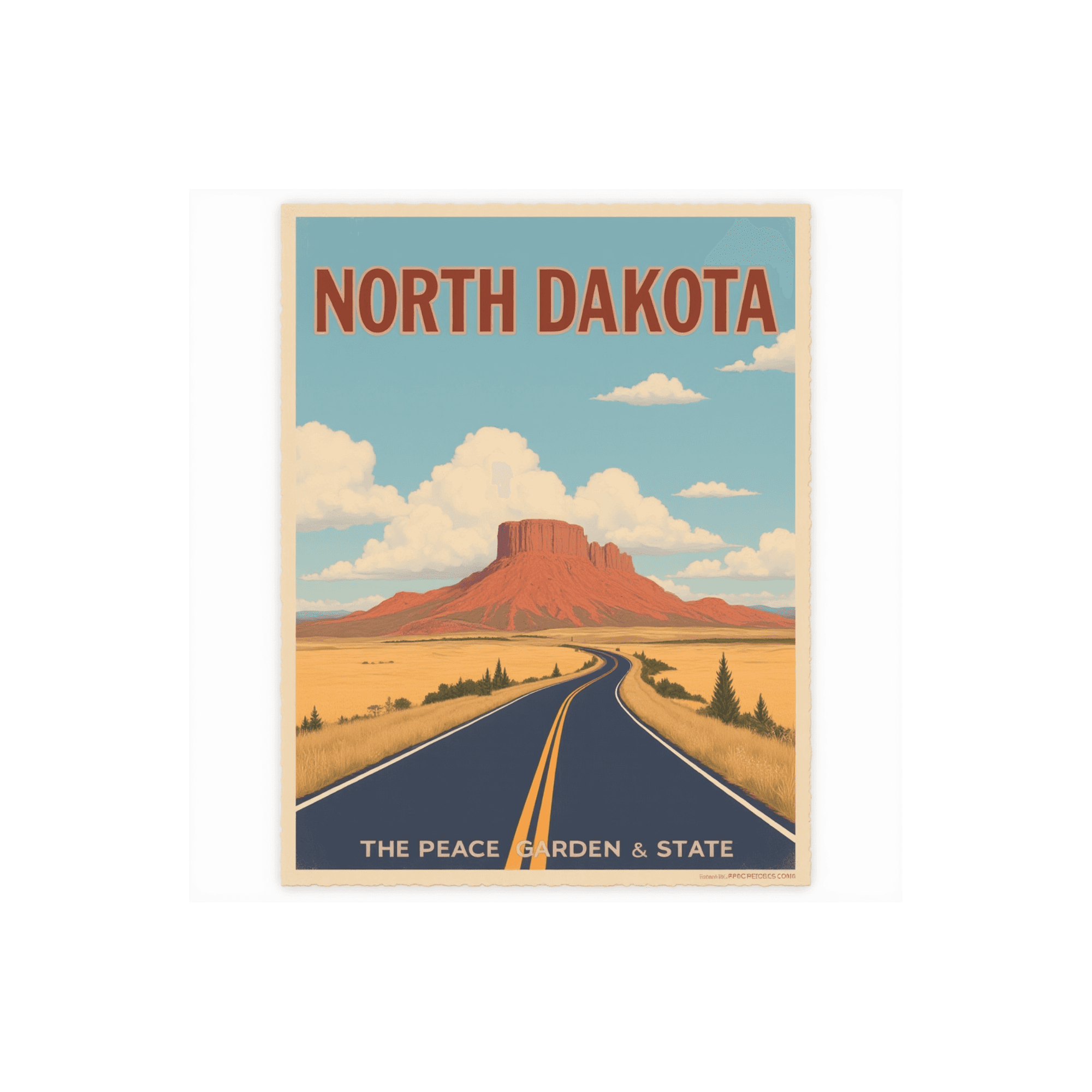 North Dakota Peace Garden State Retro Travel Sticker