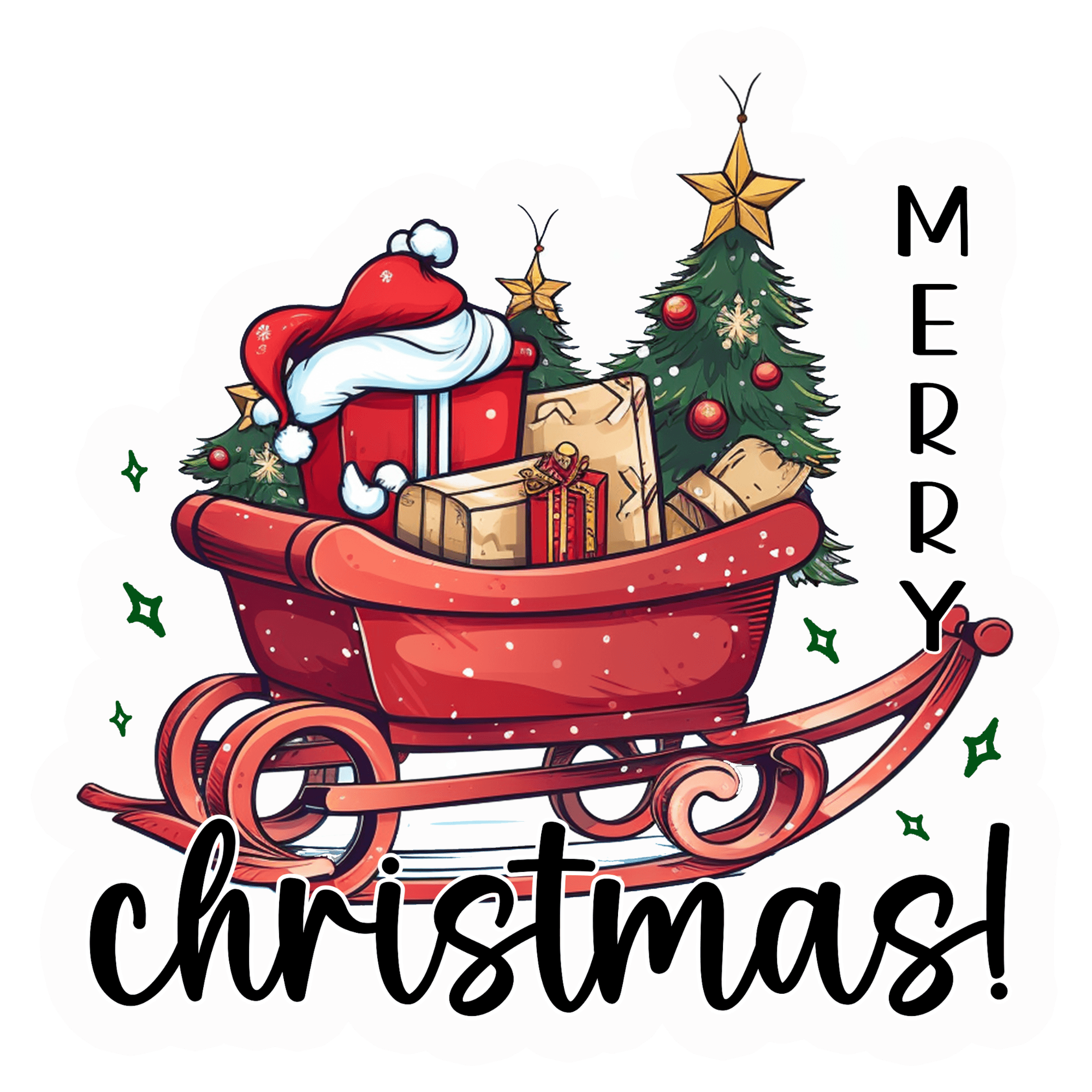 Merry Christmas Santa's Sleigh Sticker