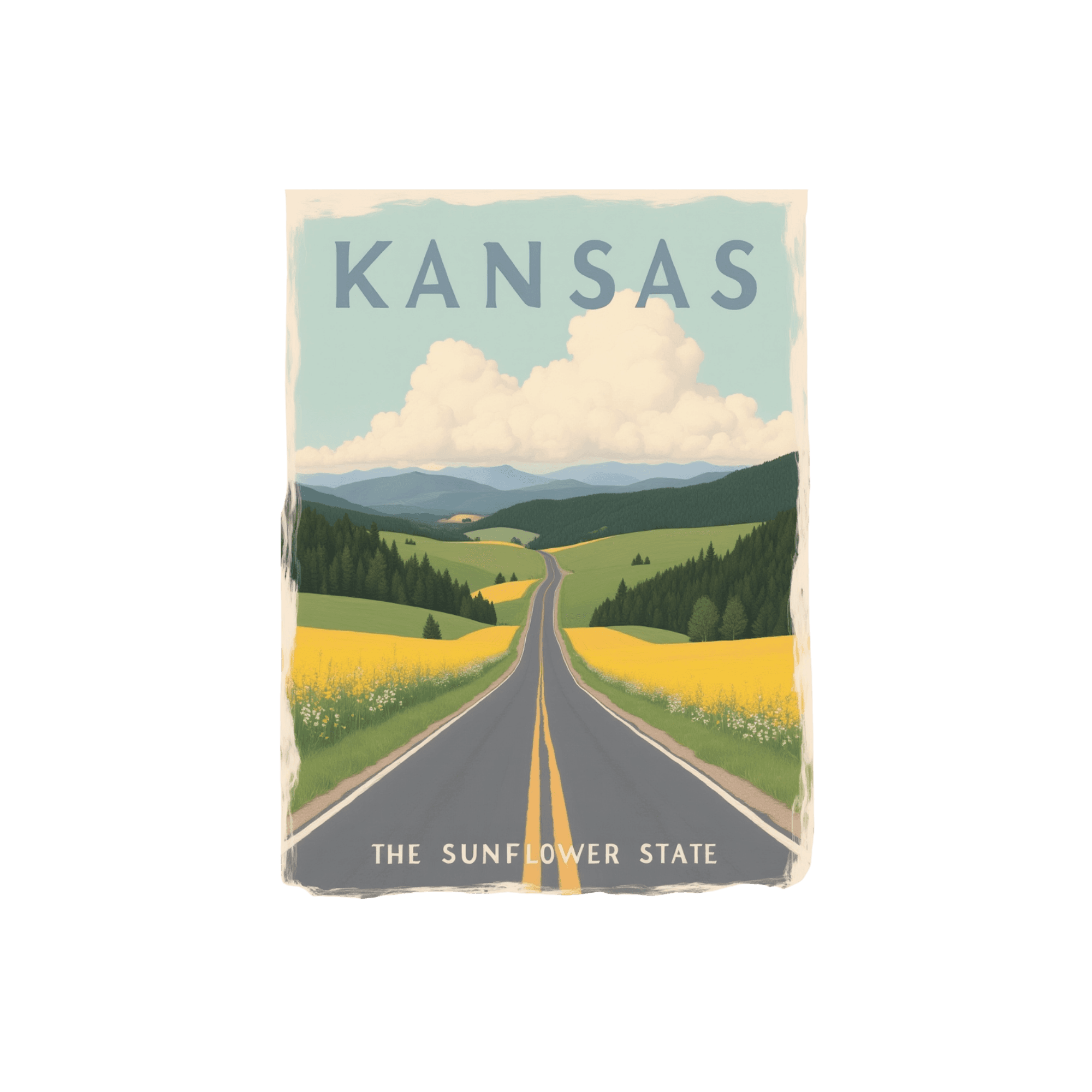 Kansas Sunflower State Vintage Travel Sticker