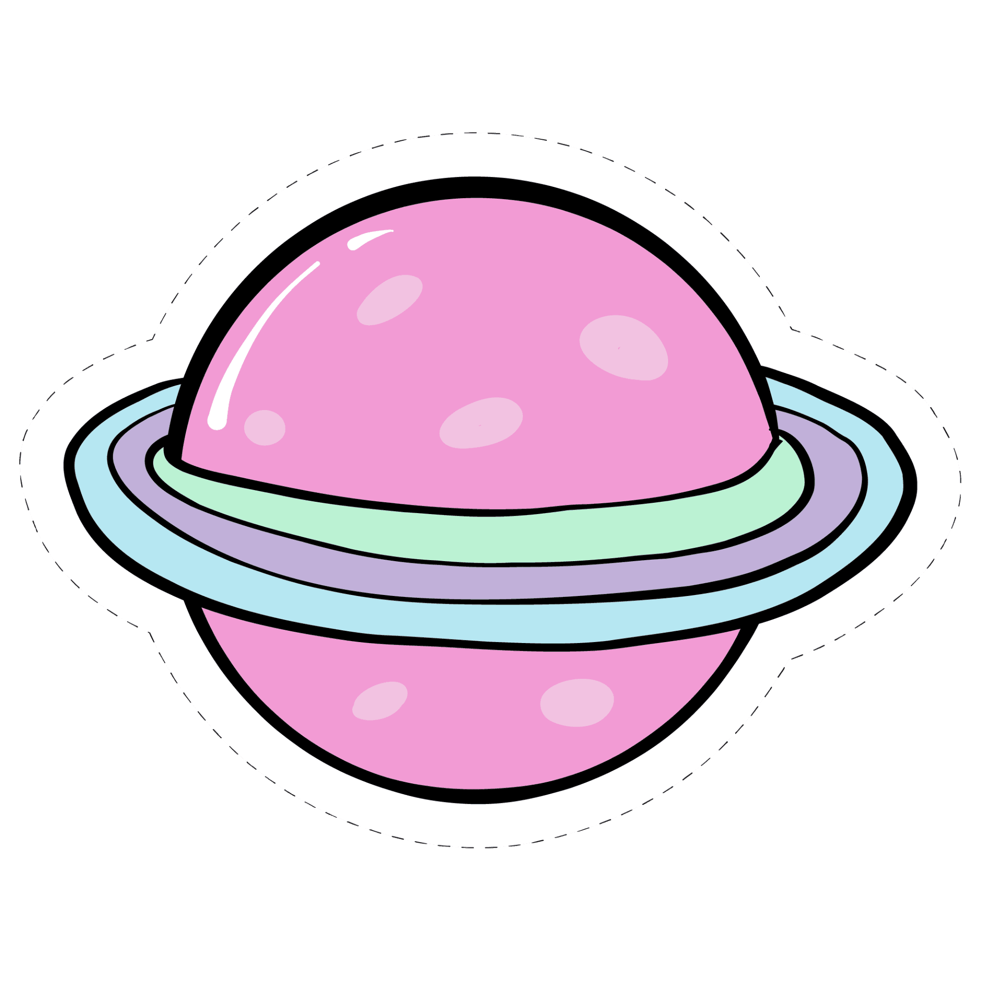 Pastel Pink Ringed Planet Sticker