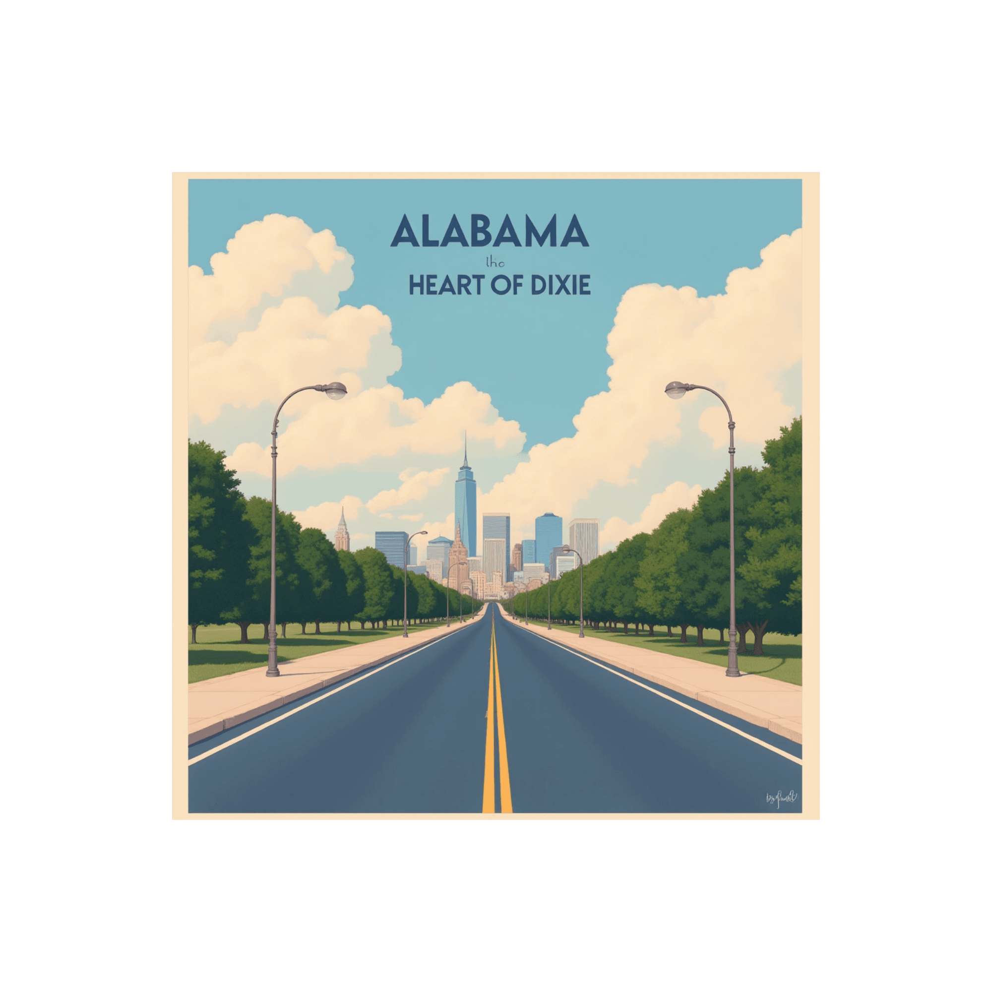 Alabama Heart of Dixie Retro Travel Sticker