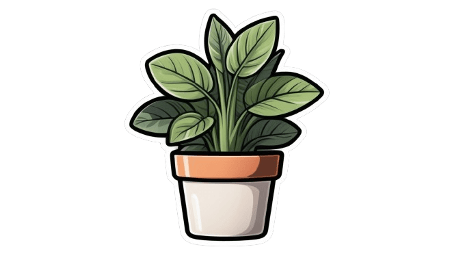 Potted Plant Sticker - Leafy Terracotta Pot