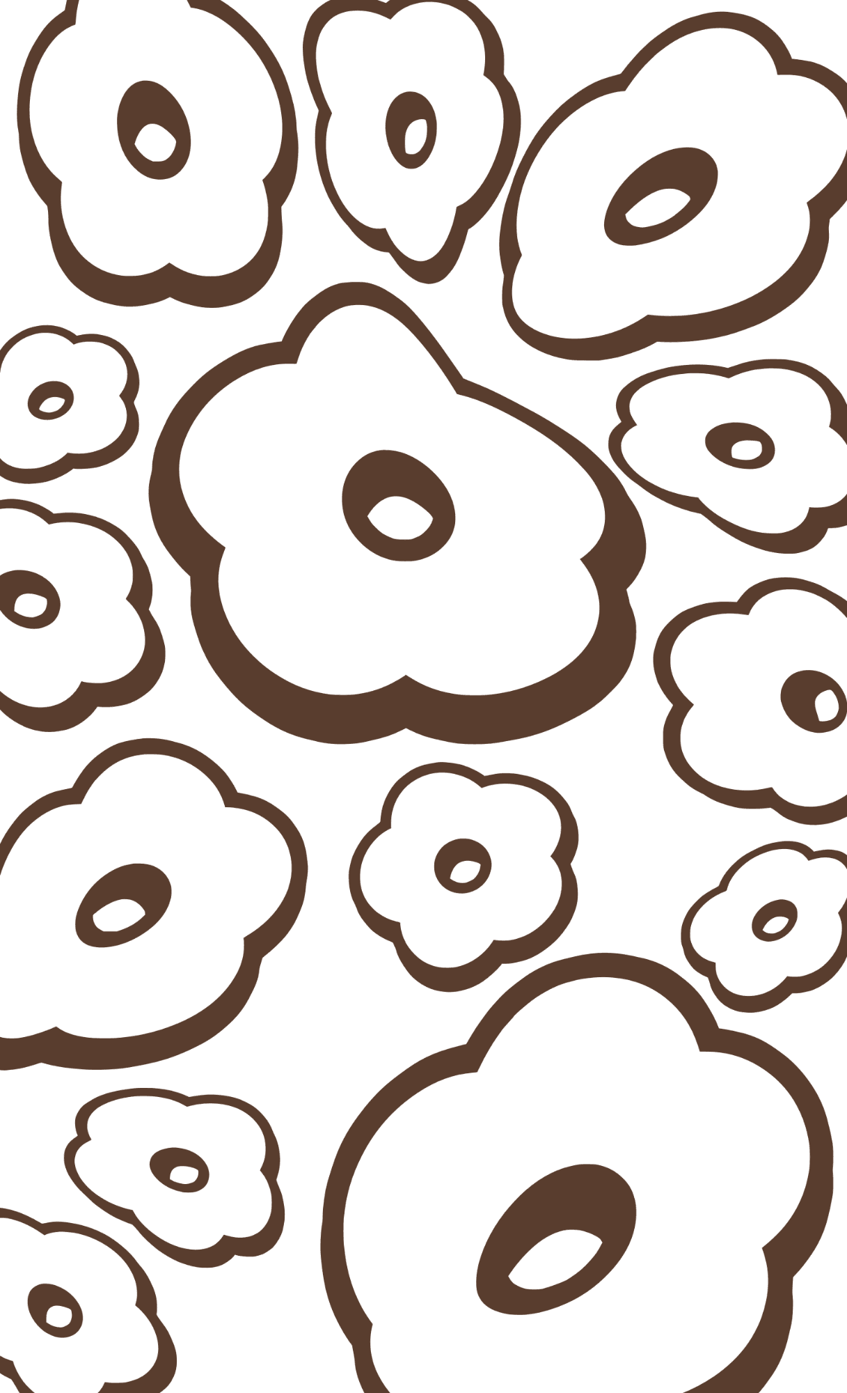 Retro Brown Floral Doodle Sticker