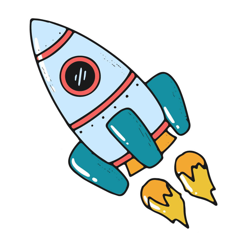 Blast-Off Rocket Ship Sticker