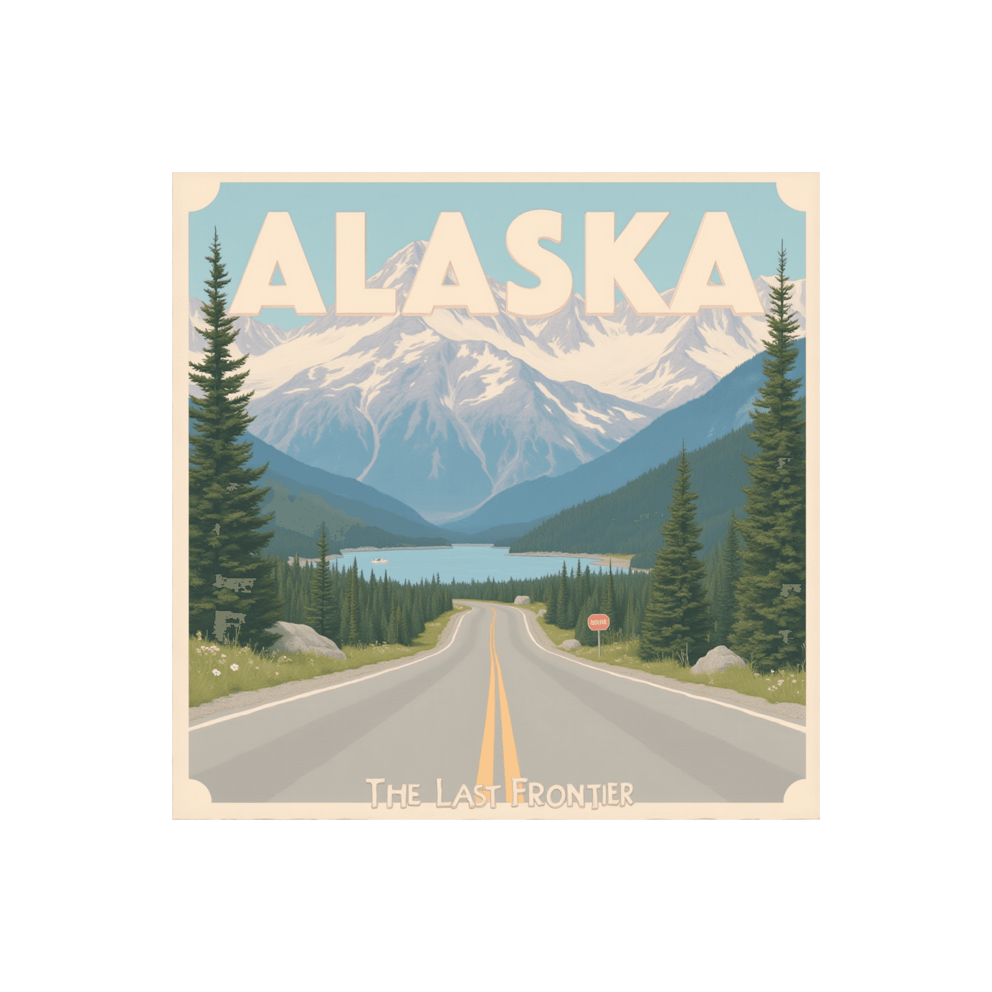 Alaska Vintage Travel Poster Sticker
