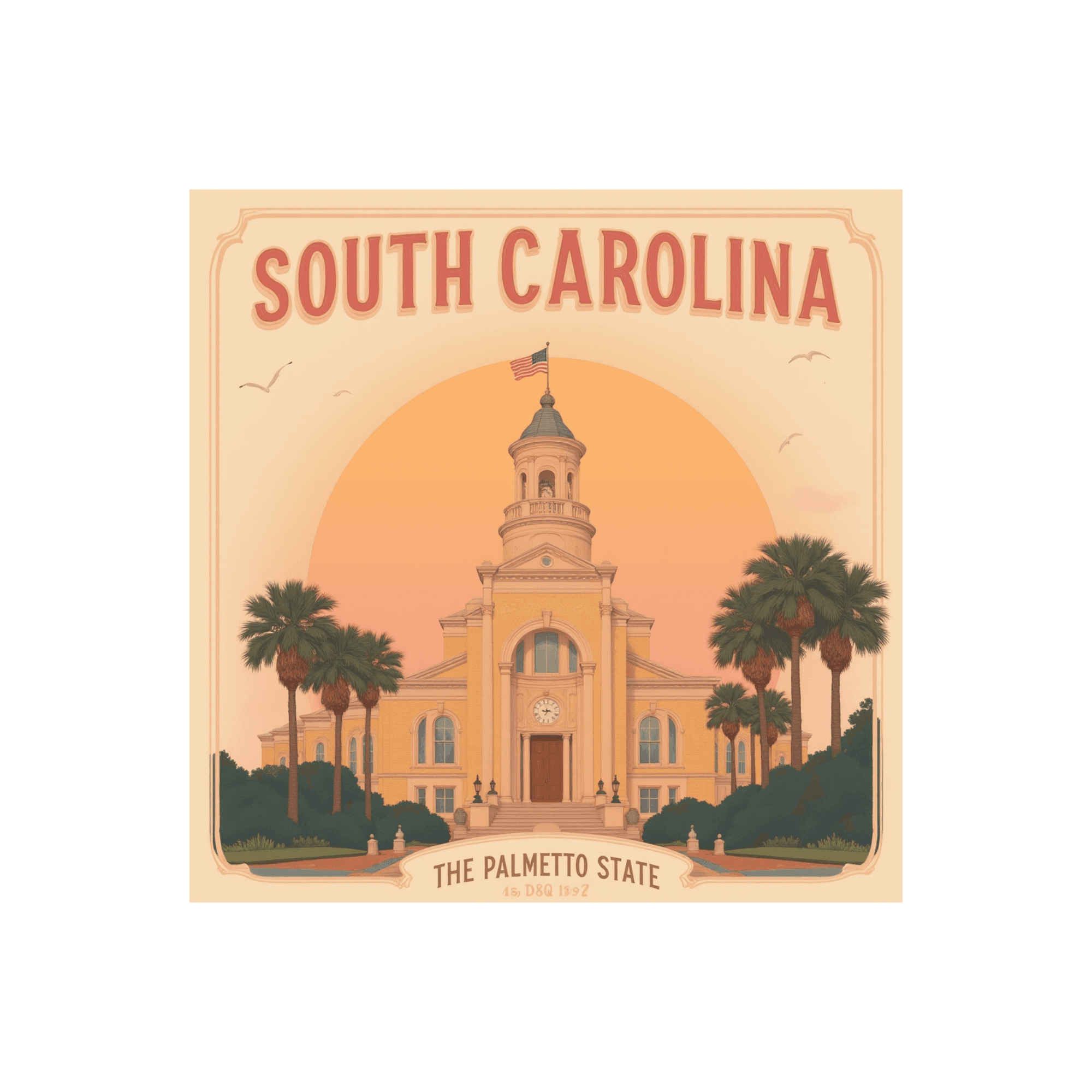 Sunset Steeple South Carolina Statehouse Sticker