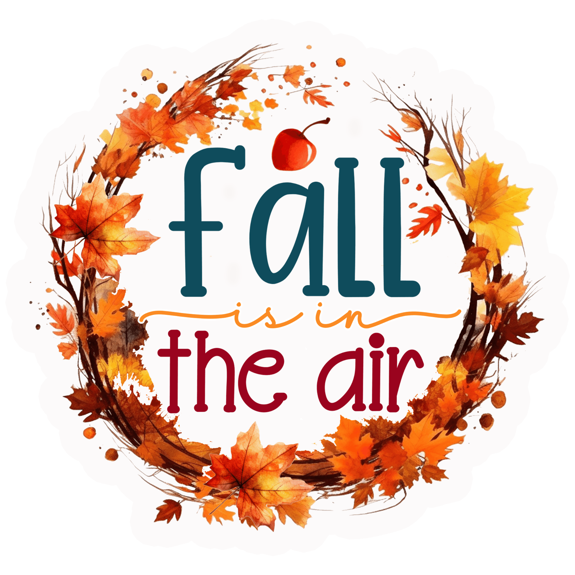 Fall Is In The Air Watercolor Wreath Sticker