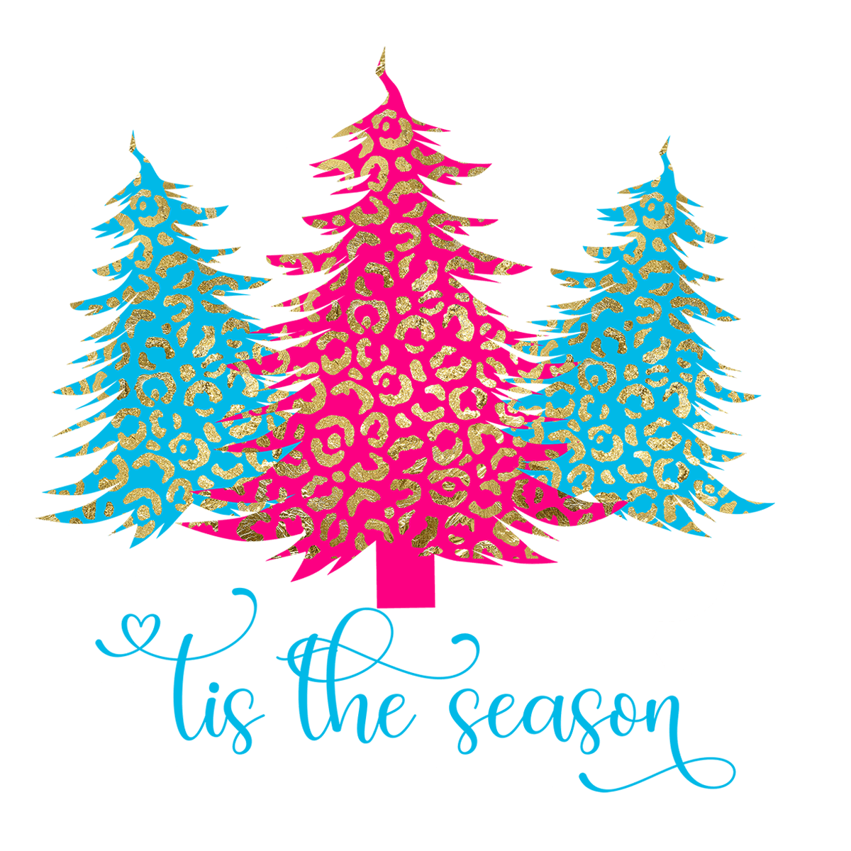 'Tis The Season Leopard Print Christmas Trees Sticker