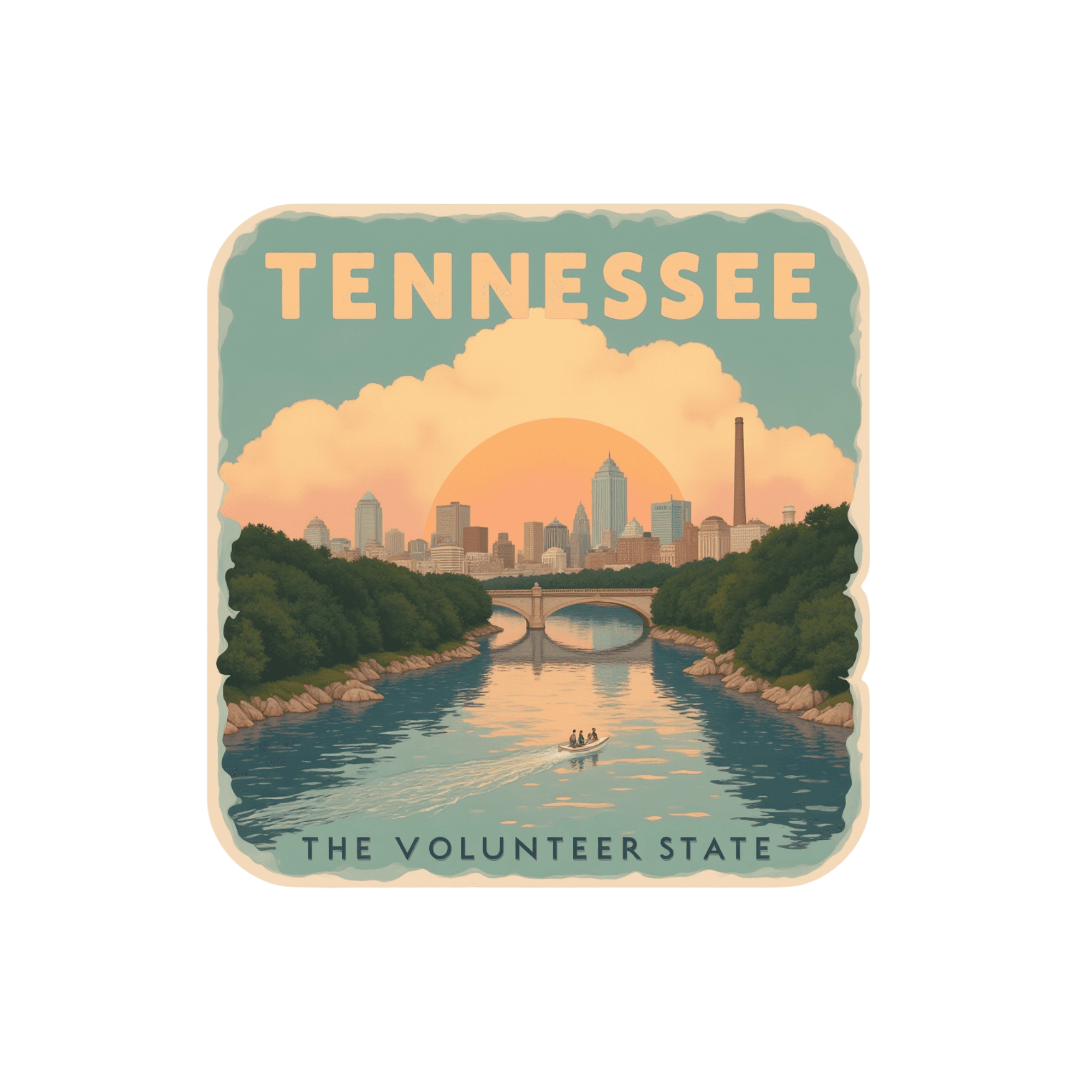 Tennessee Riverboat Sunset City Sticker