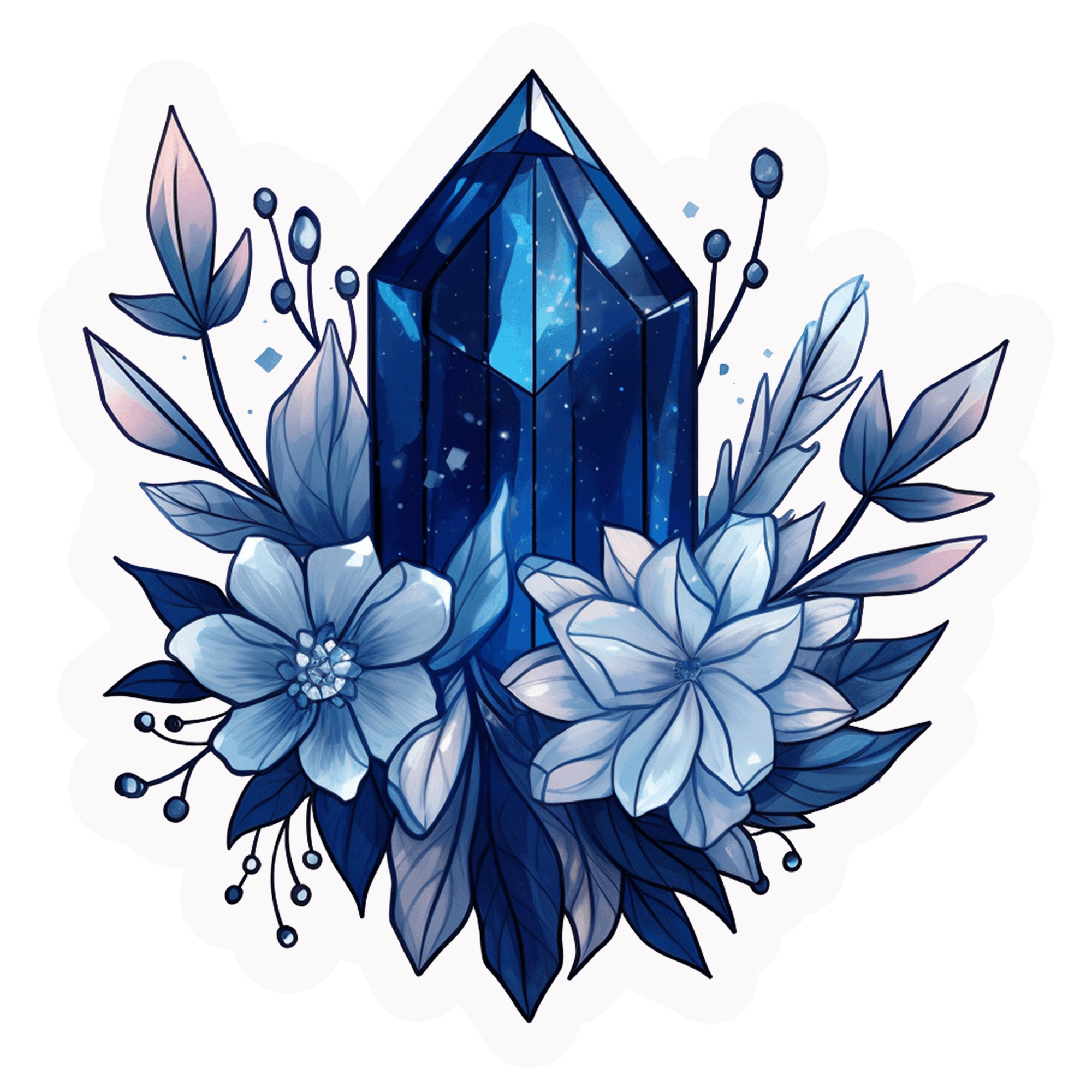 Sapphire Crystal & Blue Florals Sticker