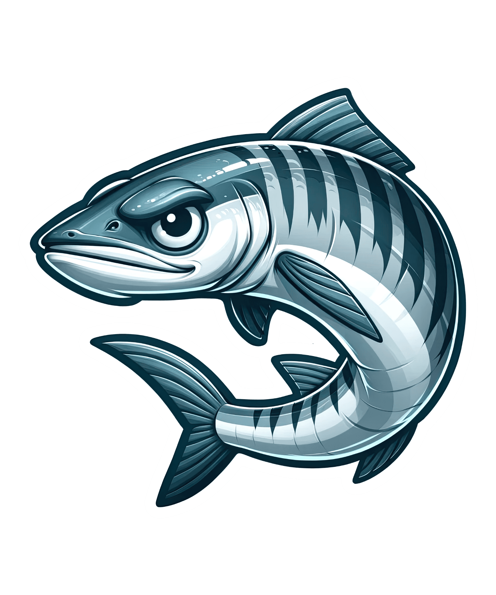Curled Mackerel Sticker with Bold Attitude
