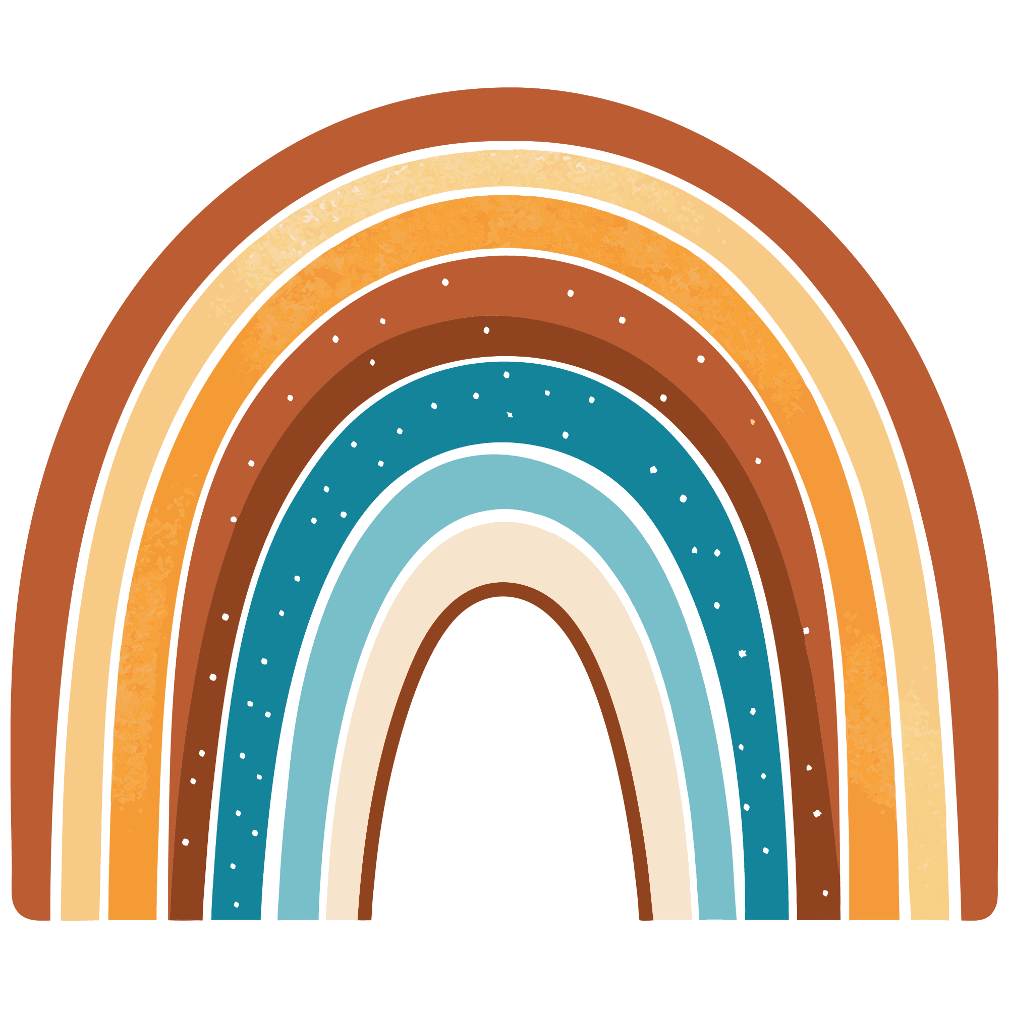 Boho Rainbow Sticker in Earthy Terracotta & Teal
