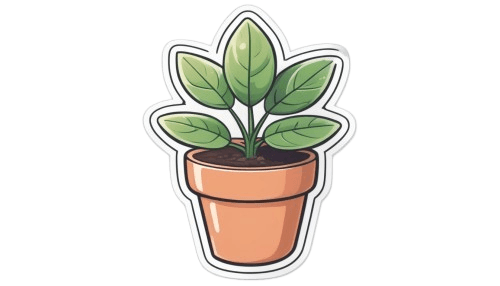 Potted Plant Sticker – Terracotta Leafy Green
