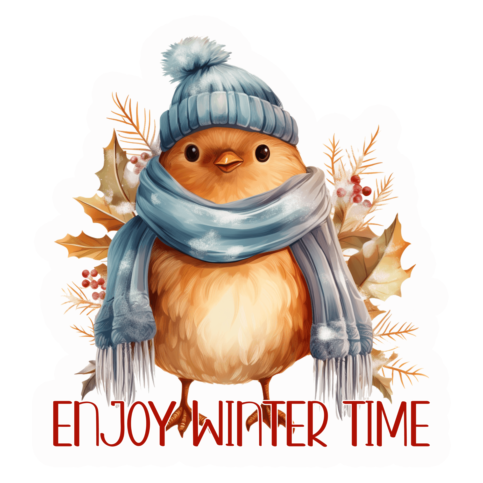 Enjoy Winter Time Cozy Bird Sticker