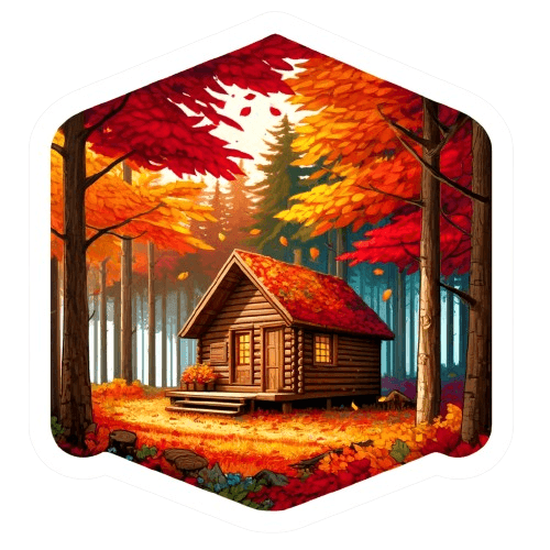 Autumn Cabin in the Woods Sticker